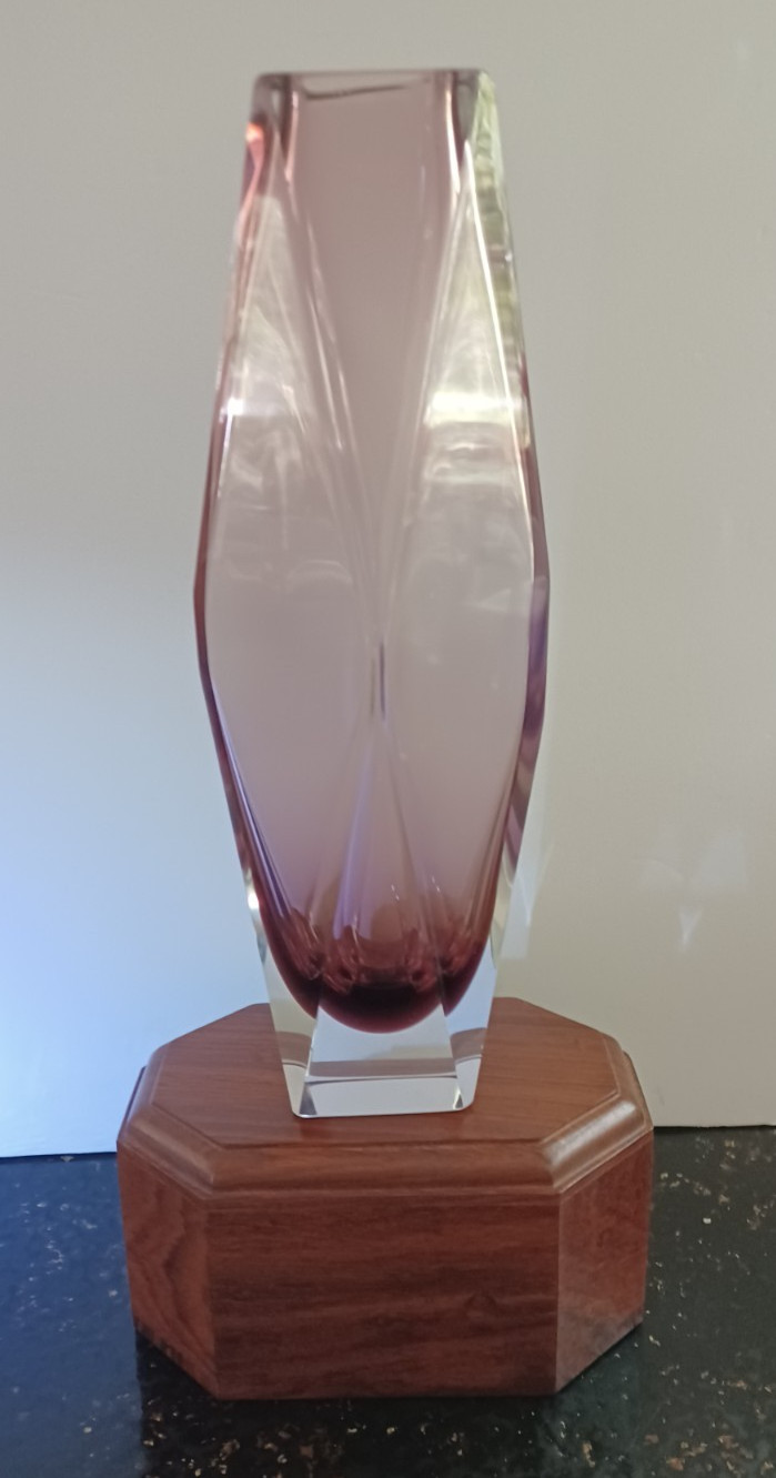 Mid 20th Century Murano Sommerso Faceted Purple Vase, Mandruzatto 10 inch