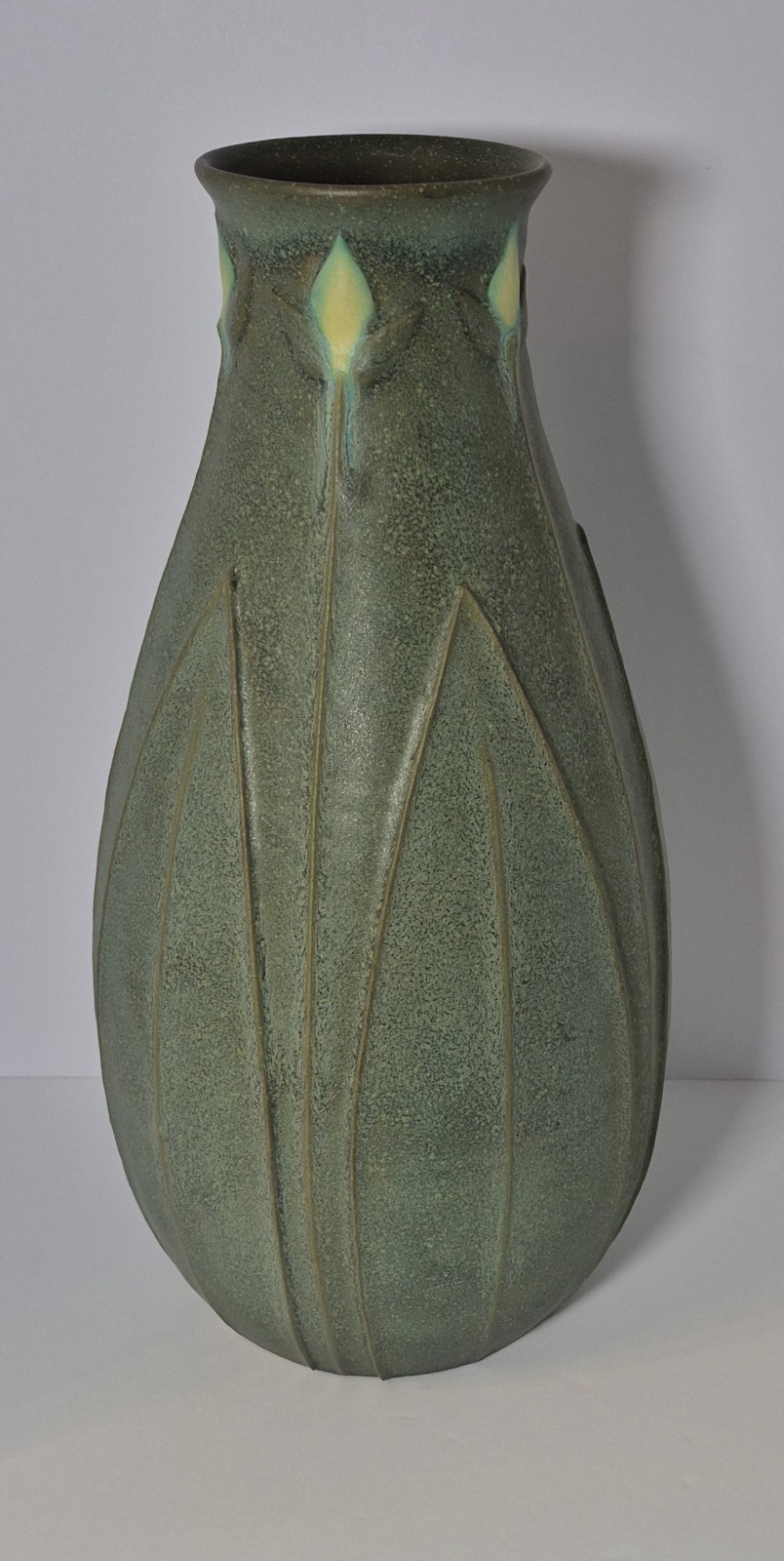 Large 14″+ Arts and Crafts Style Jemerick Art Pottery Vase Steve Frederick 1681