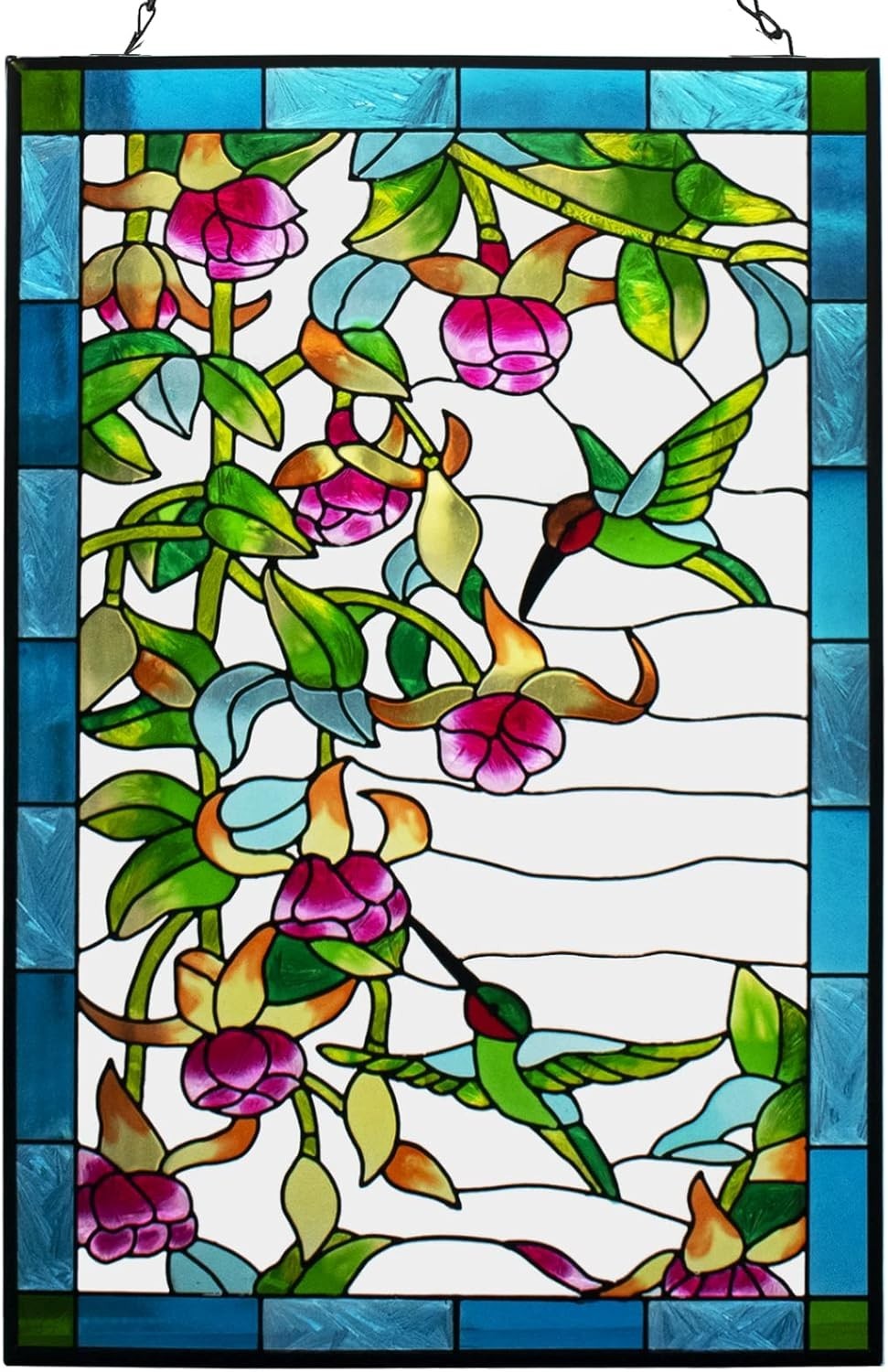 Hummingbird Stained Glass Window Hanging Suncatcher Panel for Wall Window Decor