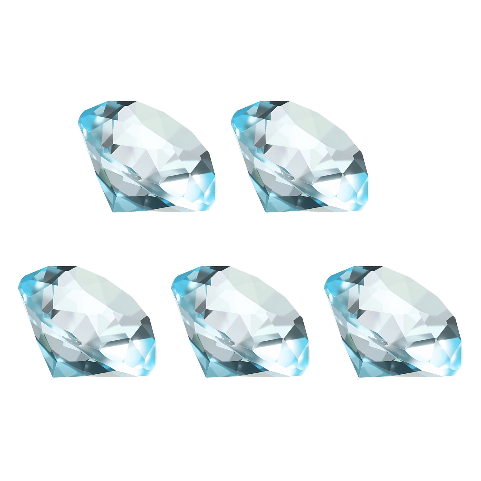 5 Pcs 30mm / 1.18 Inch Diamond Crystal Paperweight, Lake Blue