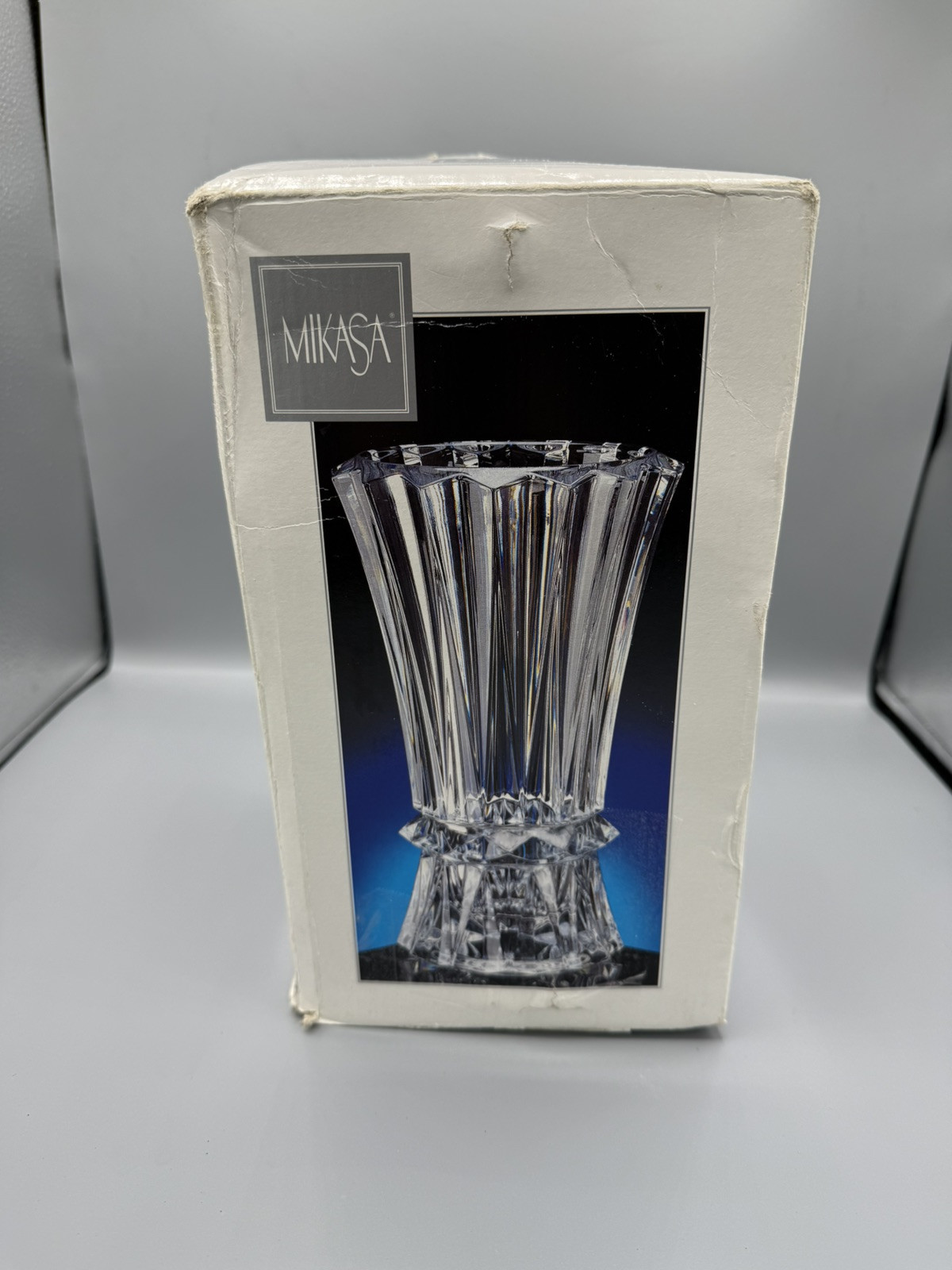 1998-2003 Mikasa Crystal RAINIER PATTERN 10 1/4″ Vase GREAT DESIGN!