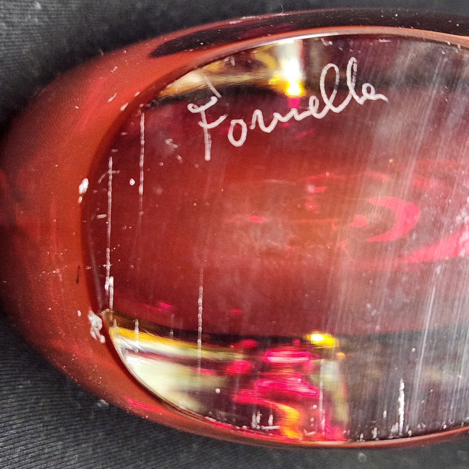 2008 Signed Formella Sommerso Red & Yellow Murano Glass Heart Vase 8″ / 7.5lbs