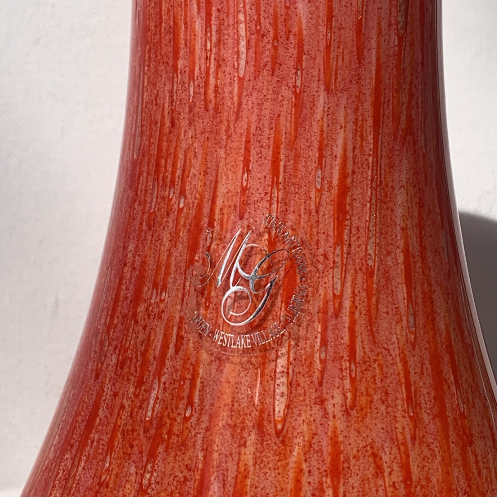 Vintage Margie’s Garden Large 15.5” Handblown Art Glass Vase Collectible Decor