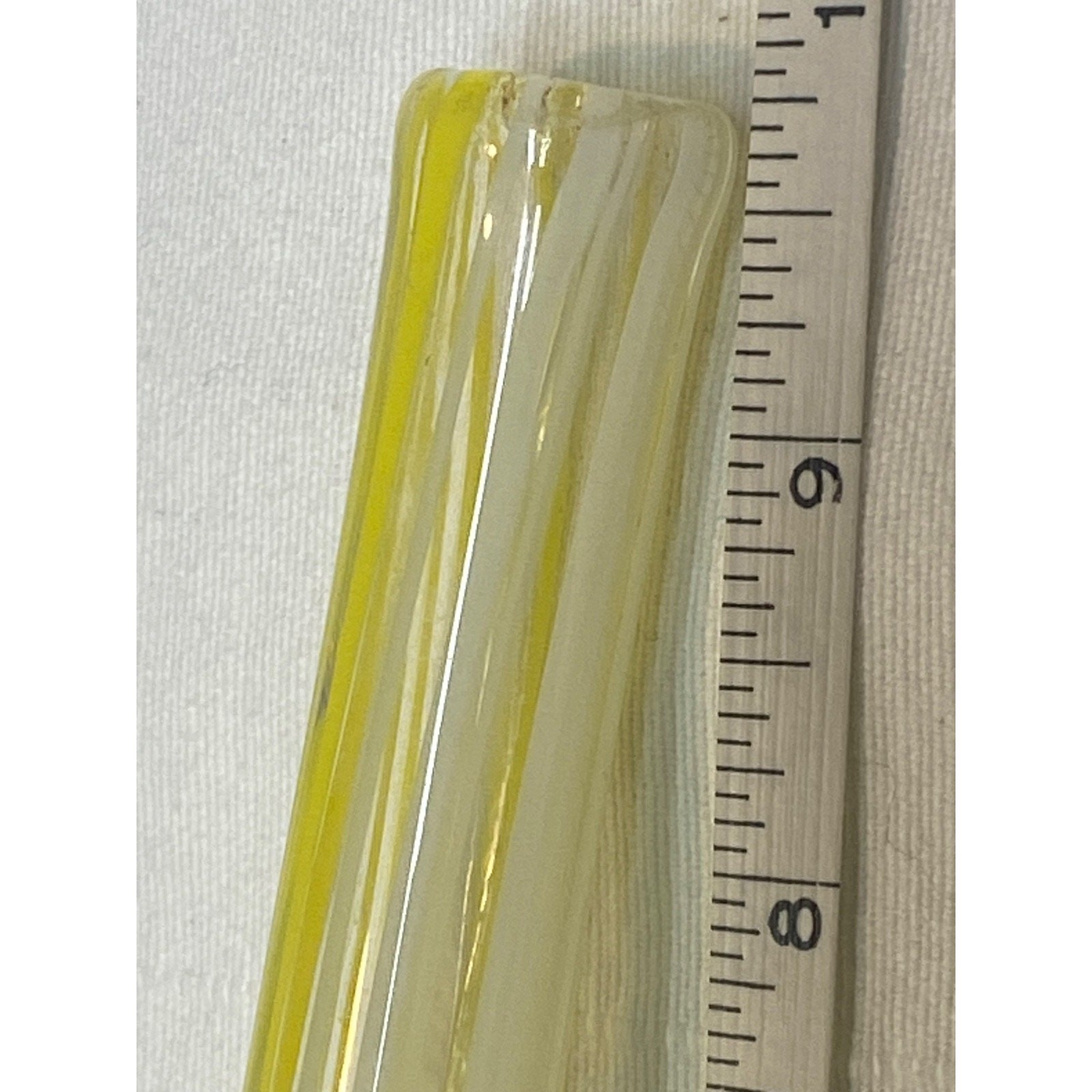 VINTAGE ‘HighClass’ HAND BLOWN SWUNG VASE Yellow White Clear JAPAN 9.75” T