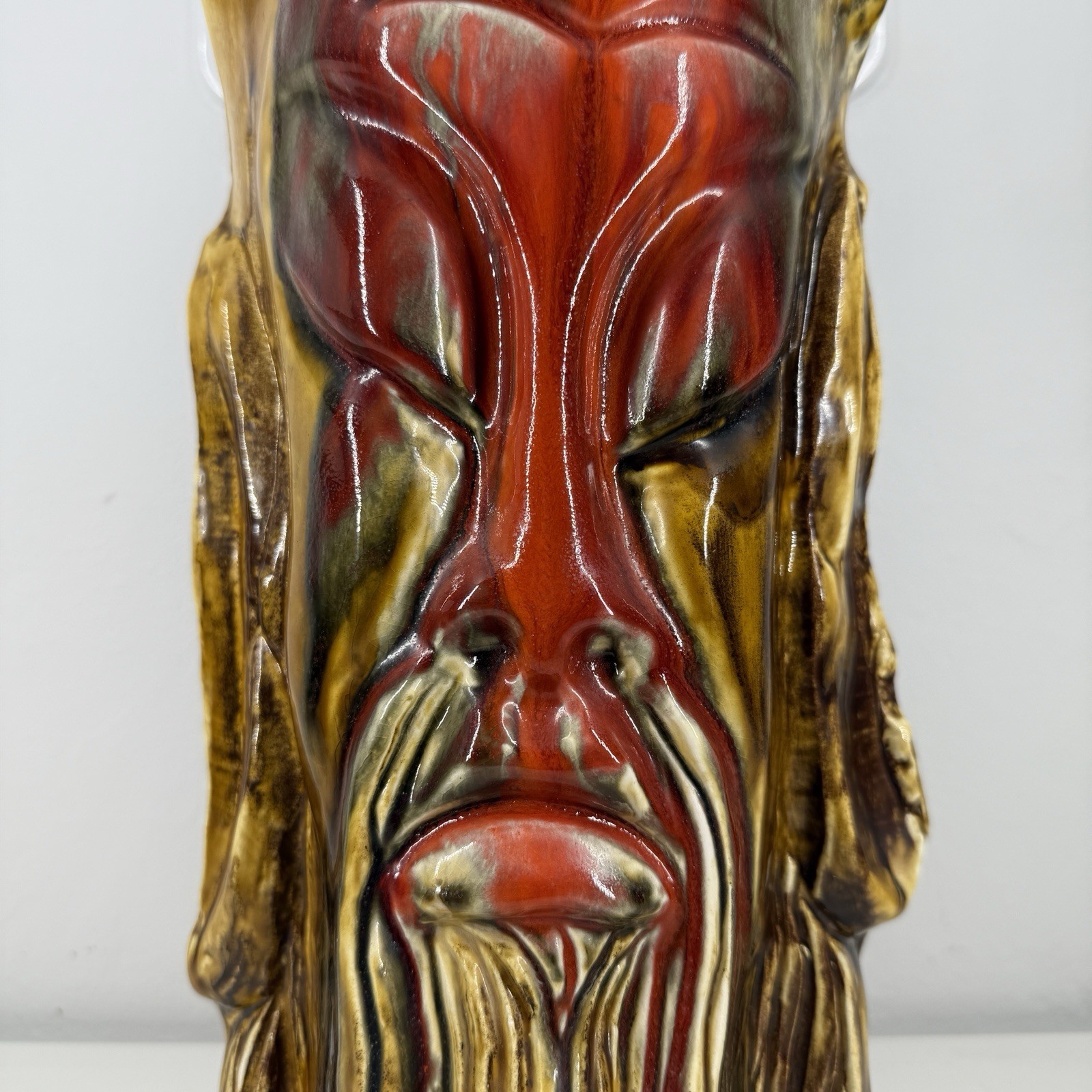MARCIA of CALIFORNIA Ceramic TIKI STATUE/Figurine VTG 15in 60/70s Drip Glaze