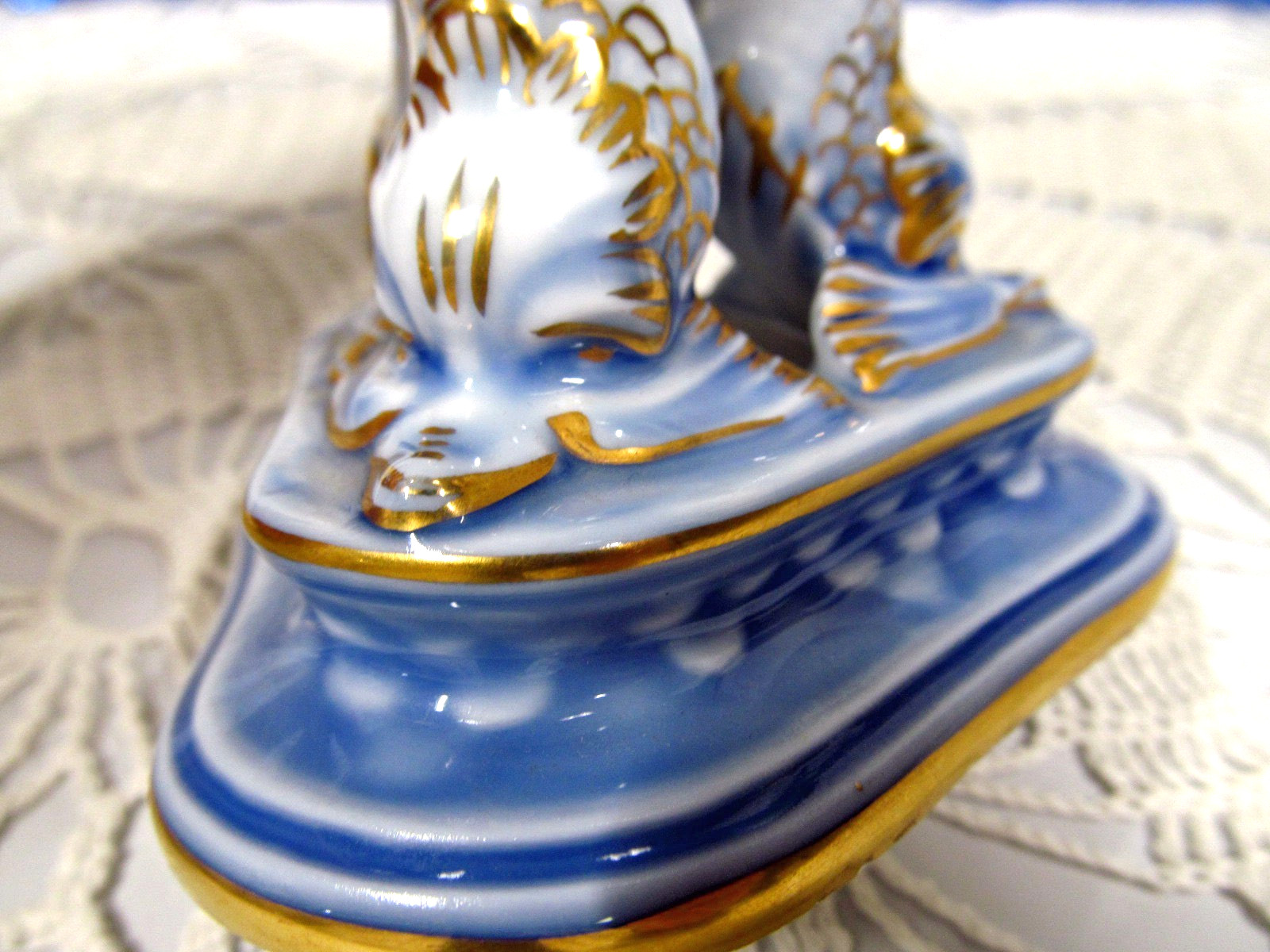 B & G Seagull Porcelain with gold on Dolphin Foot Compote Bowl Copenhagen # 66