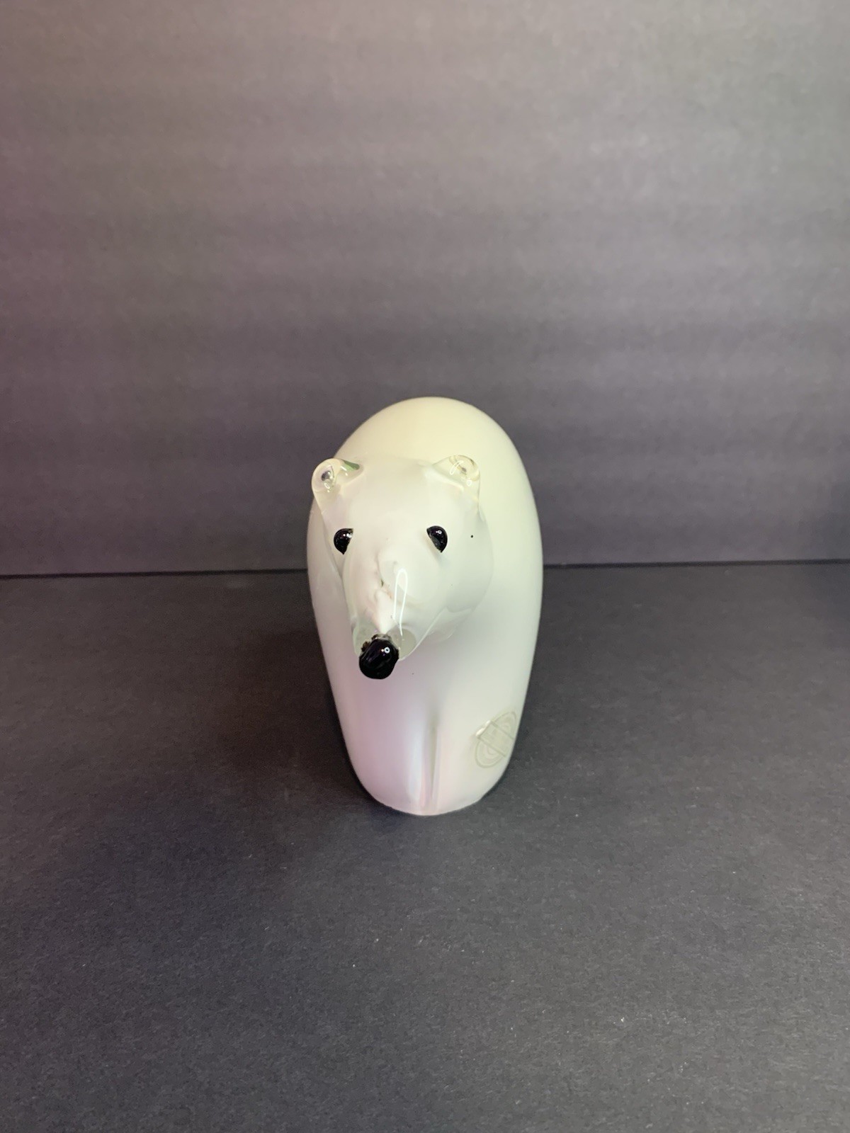 Vintage Handmade Blown Glass Arctic Polar Bear Wildlife Paper Weight 5 in Tall