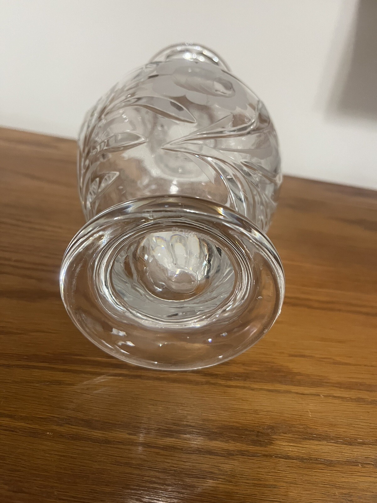 ANTIQUE GORHAM 11 3/4” TALL ETCHED CUT LEAD CRYSTAL TWO HANDLE VASE – 4lb 11 oz.