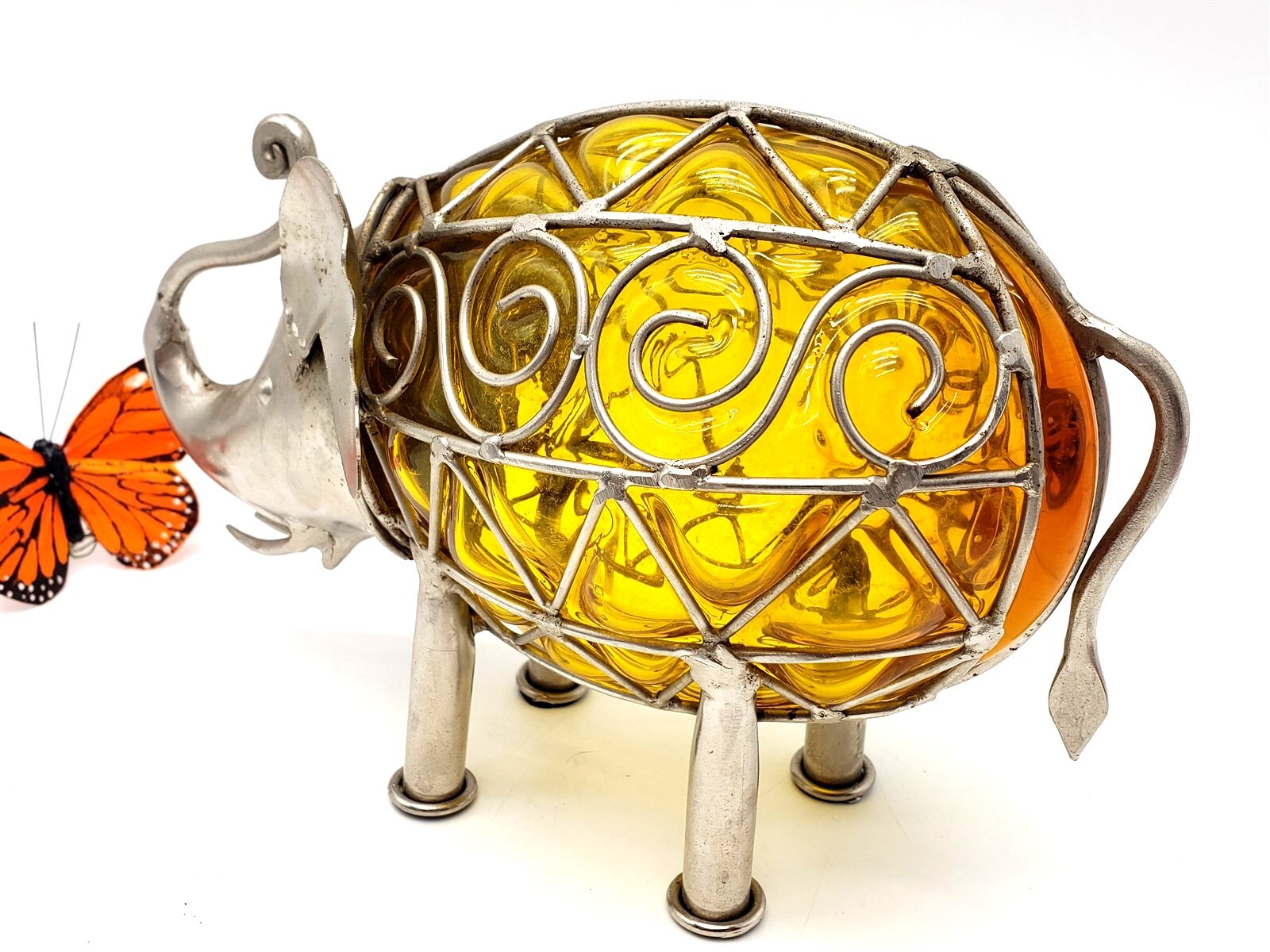 Glass & Wire Frame Elephants Figure Set Trunk Up – Pier 1 Blown Modernism