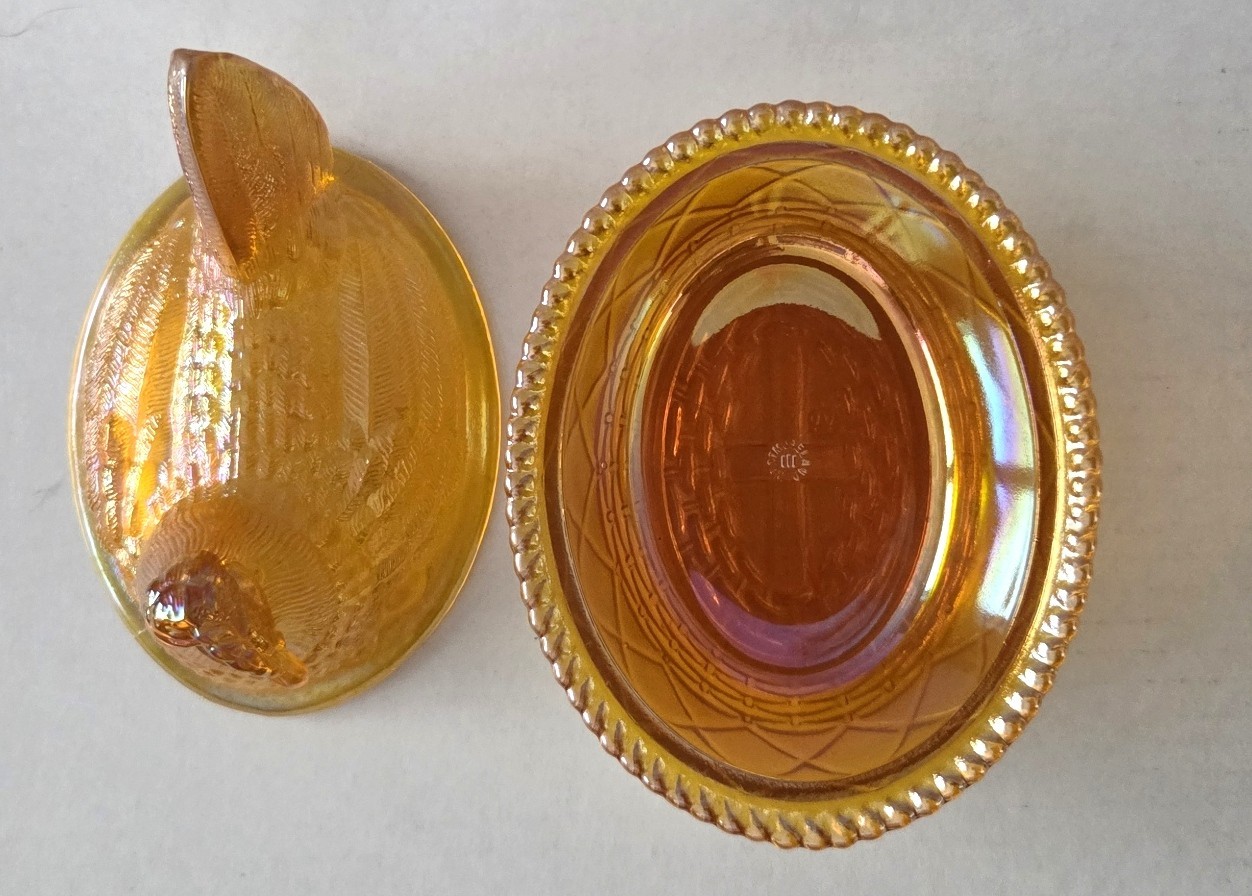Westmoreland Hen Rooster On Nest Amber Depression Glass 5.5” Excellent Condition