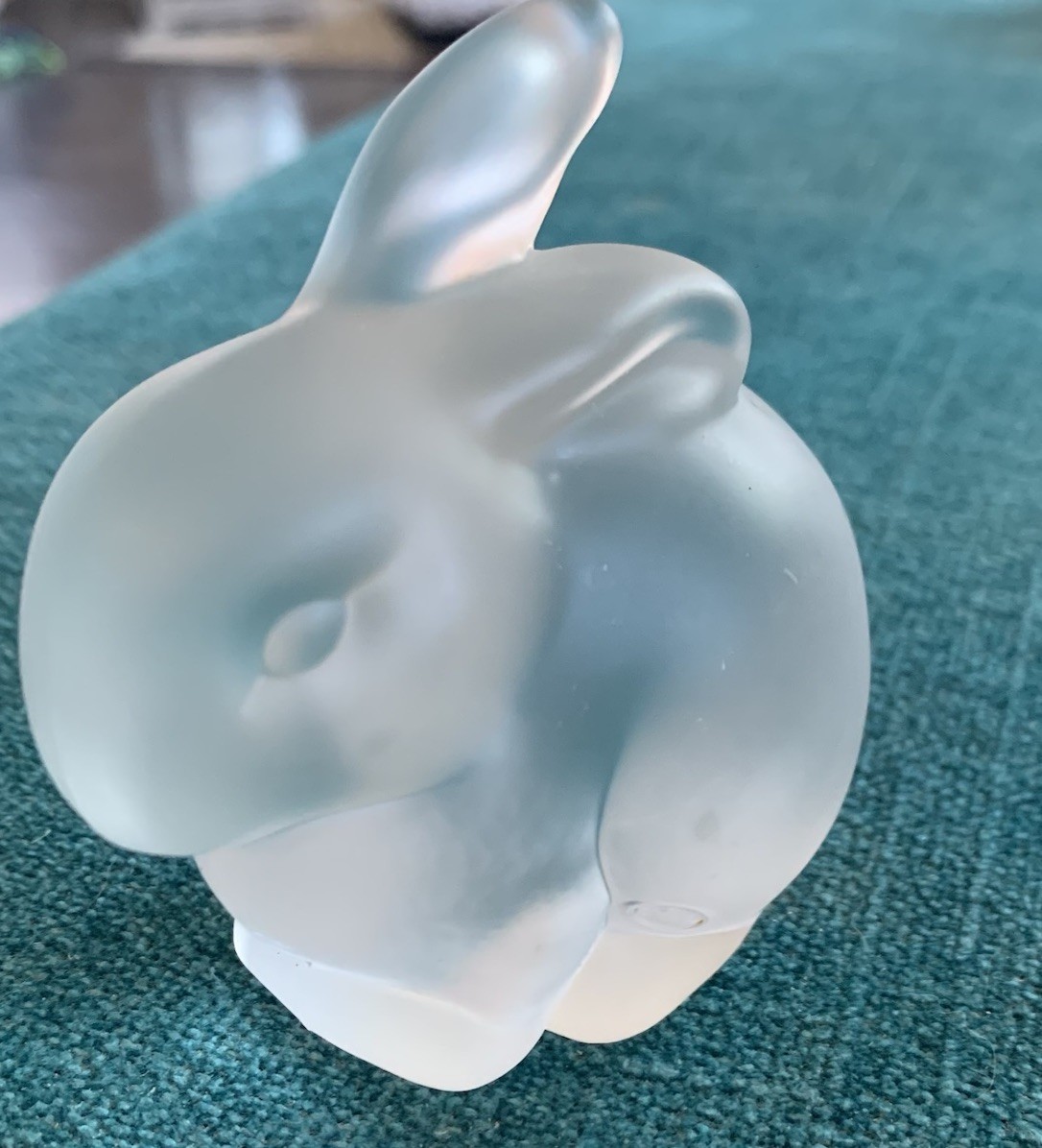 Fenton Art Glass Clear Satin Bunny Rabbit Figurine 3” Easter Spring Cute 🐰🥕