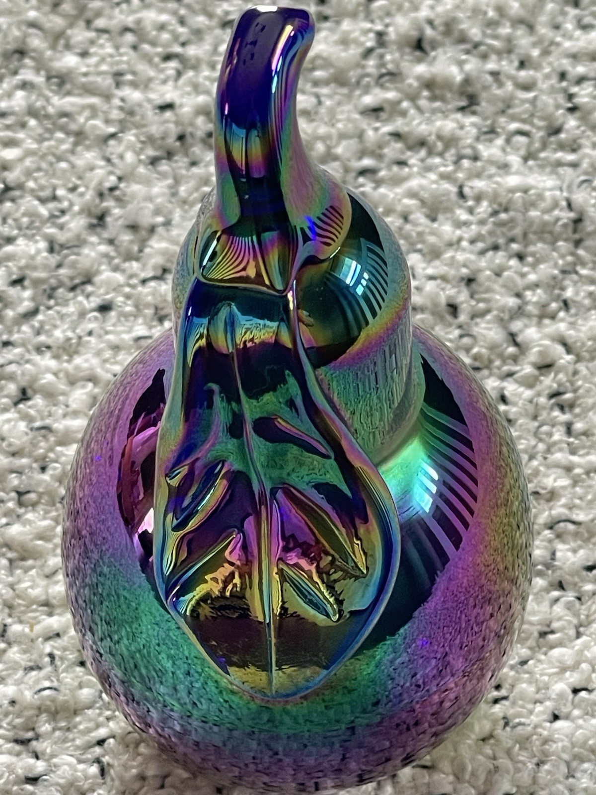 Vintage St. Clair Cobalt Blue Carnival Glass Pear Paperweight