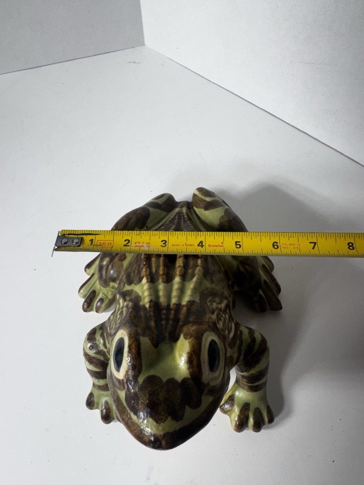 McCoy Pottery Brush Garden Frog Open Mouth 8” Mid-Century Vintage Pottery Statue