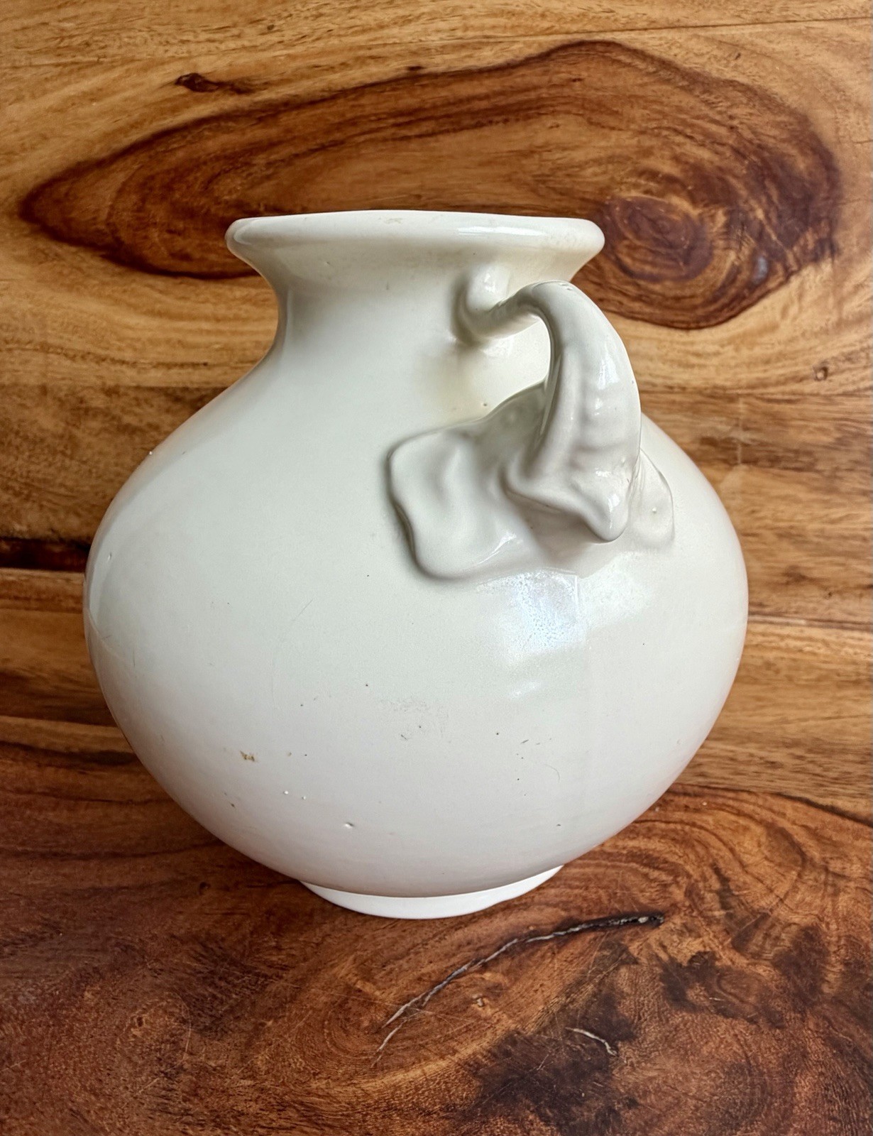 Vintage 1930s Red Wing RumRill Elephant Handle Art Deco Vase Pottery #215 Cream