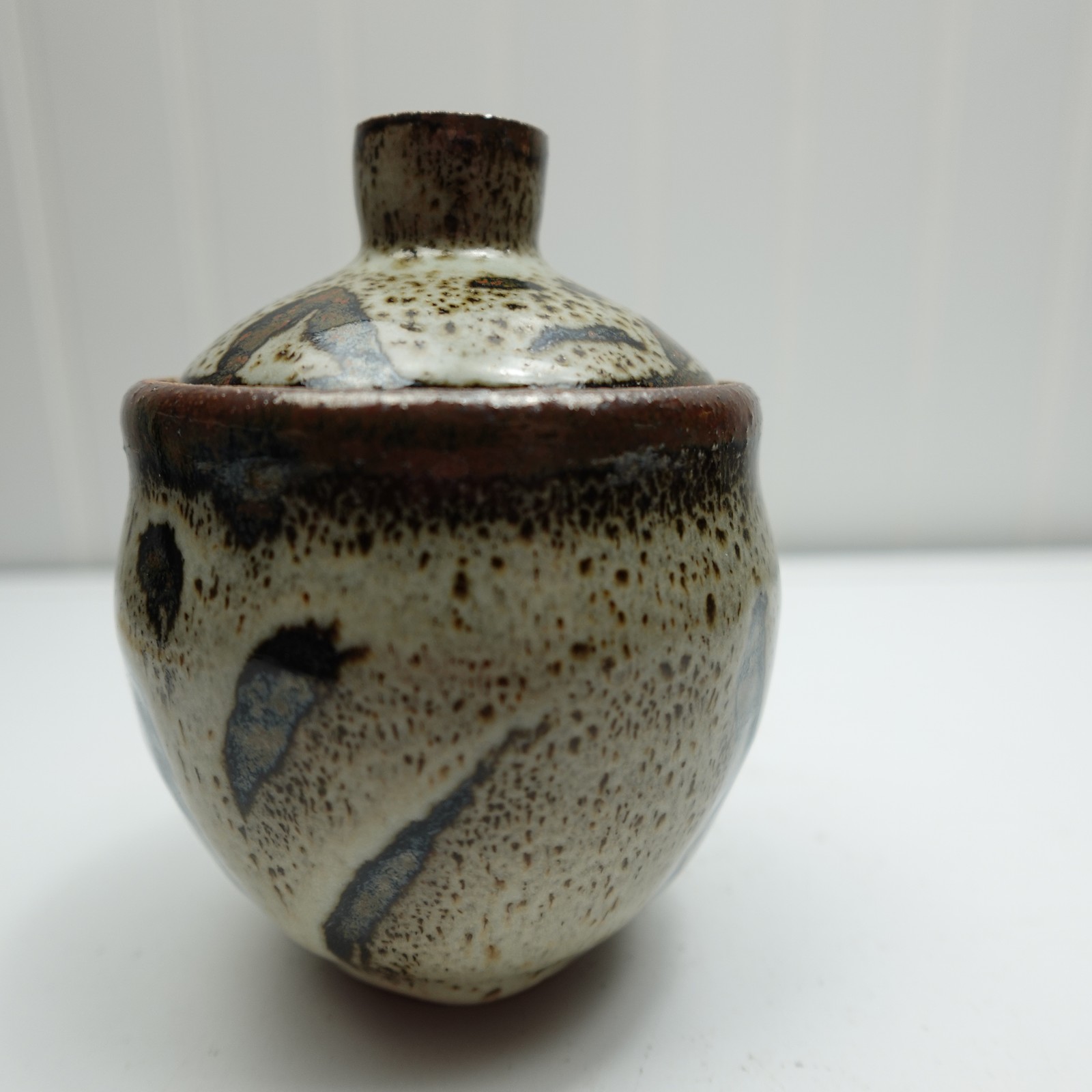 Vintage Studio Pottery Lidded Trinket Box Handmade Stoneware Signed