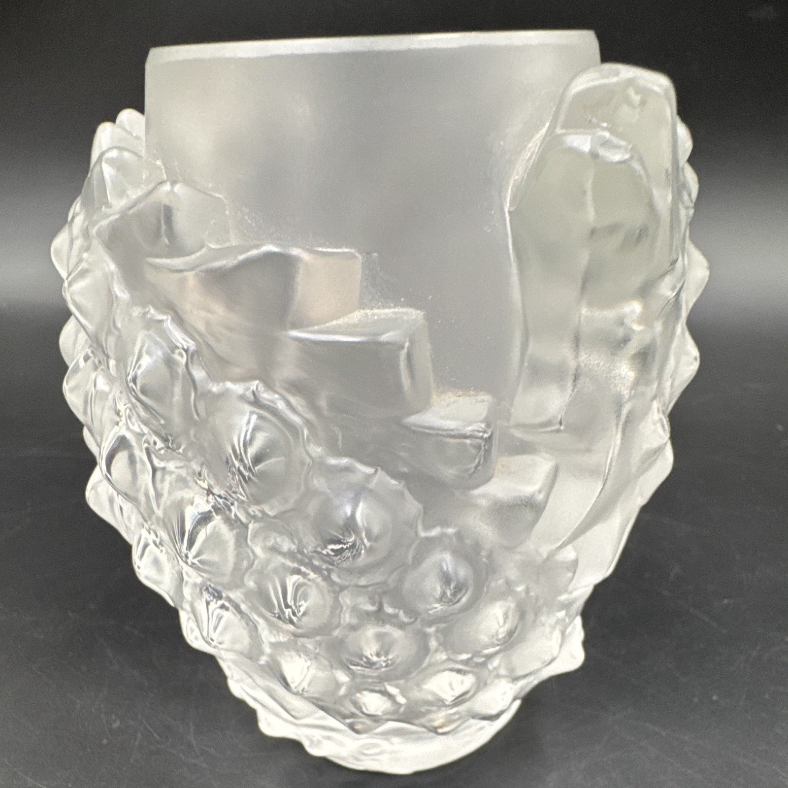Clear Glass Vase Fish Theme Relief Pattern with Raised Decorative Frosted Detail