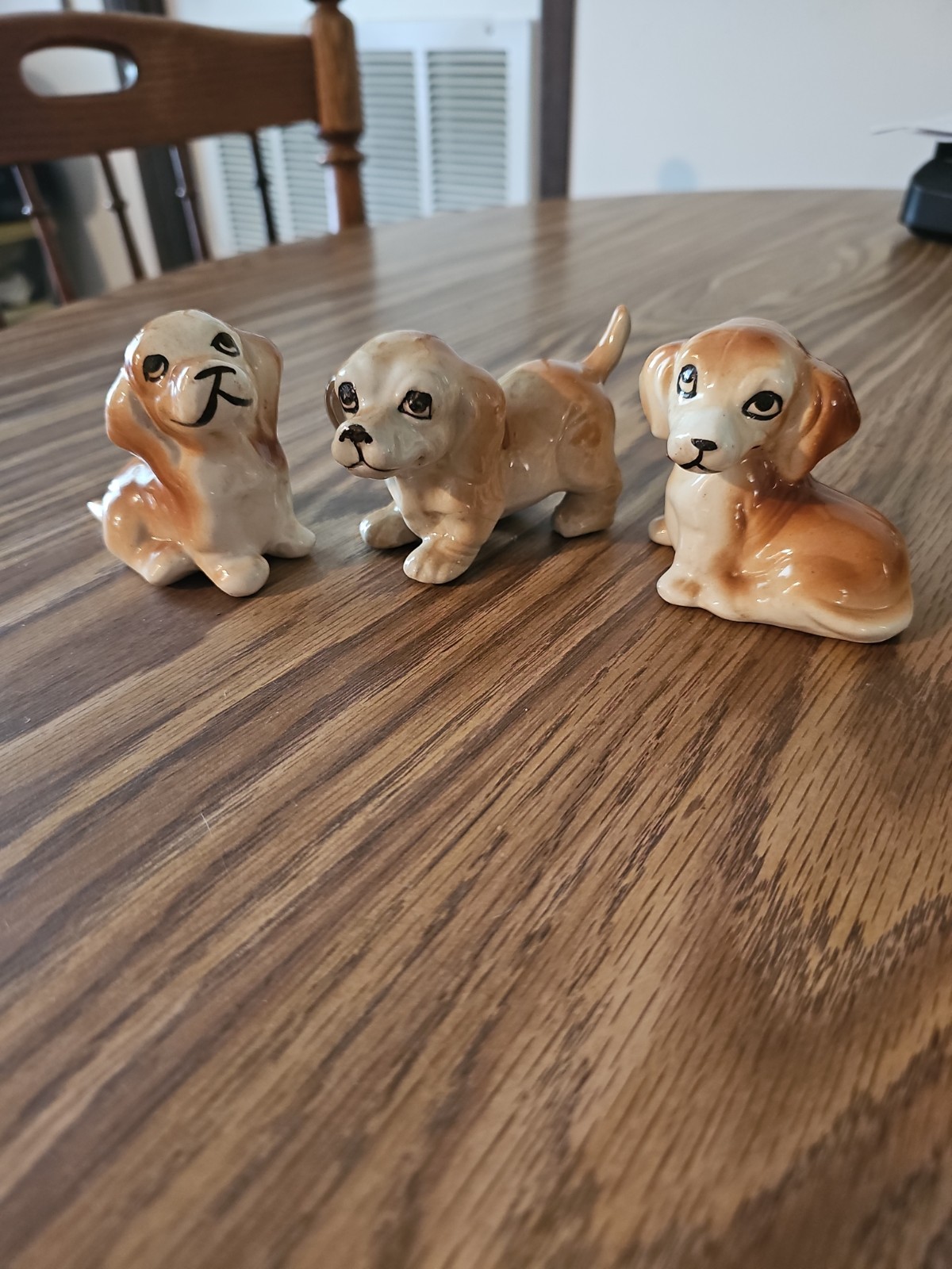Ceramic Dog Figurine Brown Glossy Finish Animal Theme