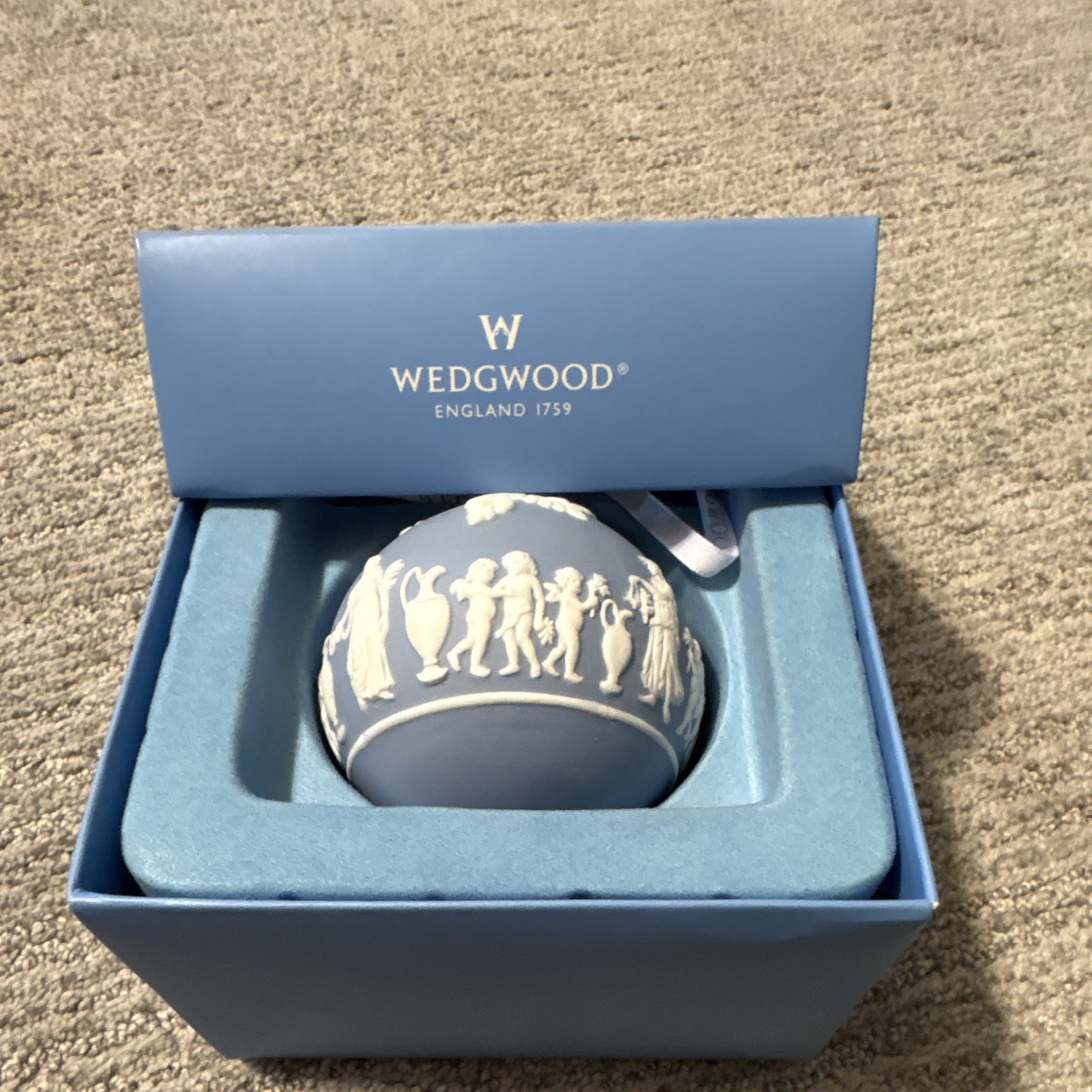 Wedgwood England Blue & White Jasperware Ornament Women and Children Cherubs