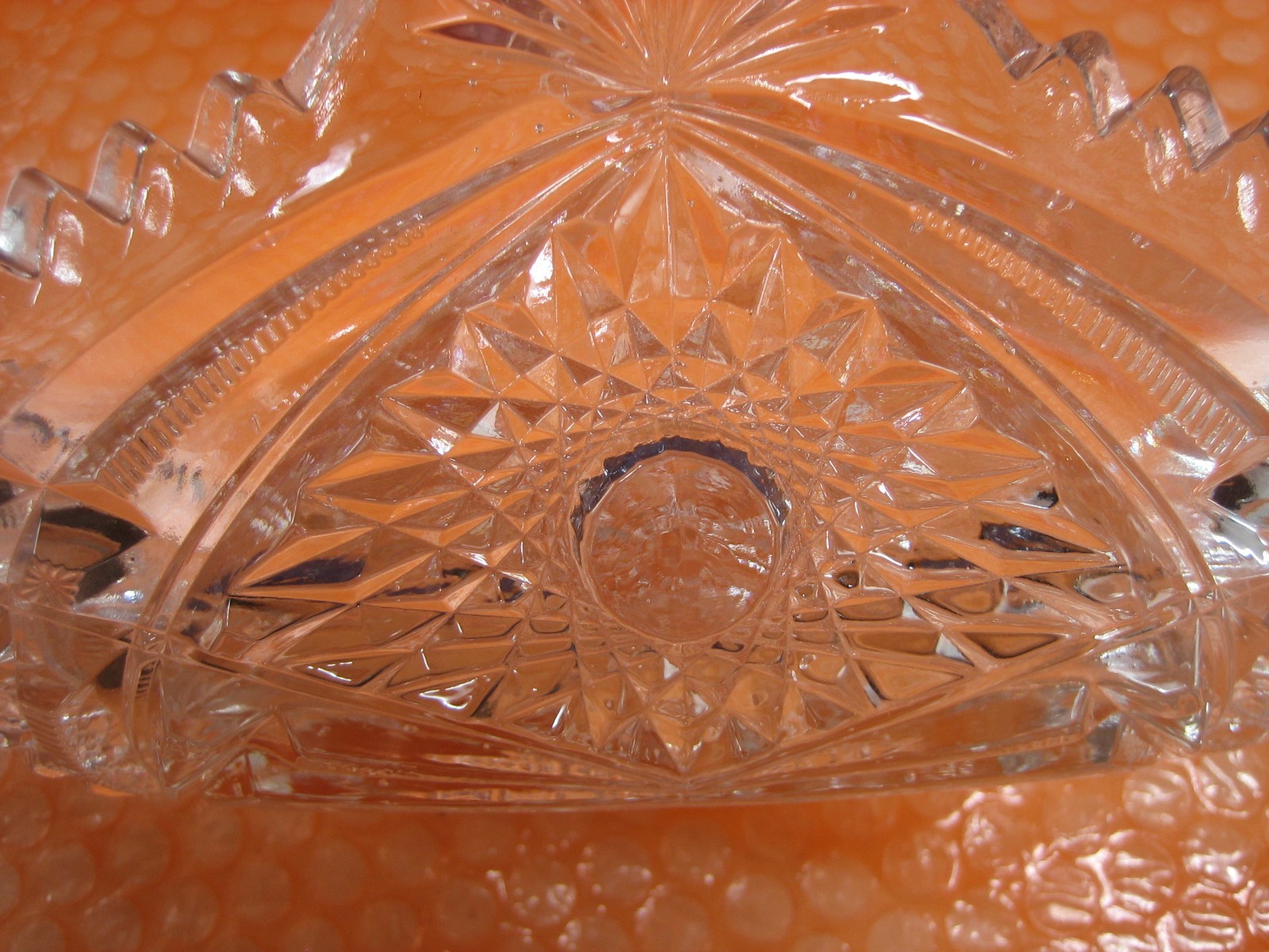 Vintage Pres Cut Faceted 10″ Clear Crystal Glass Basket with Handle