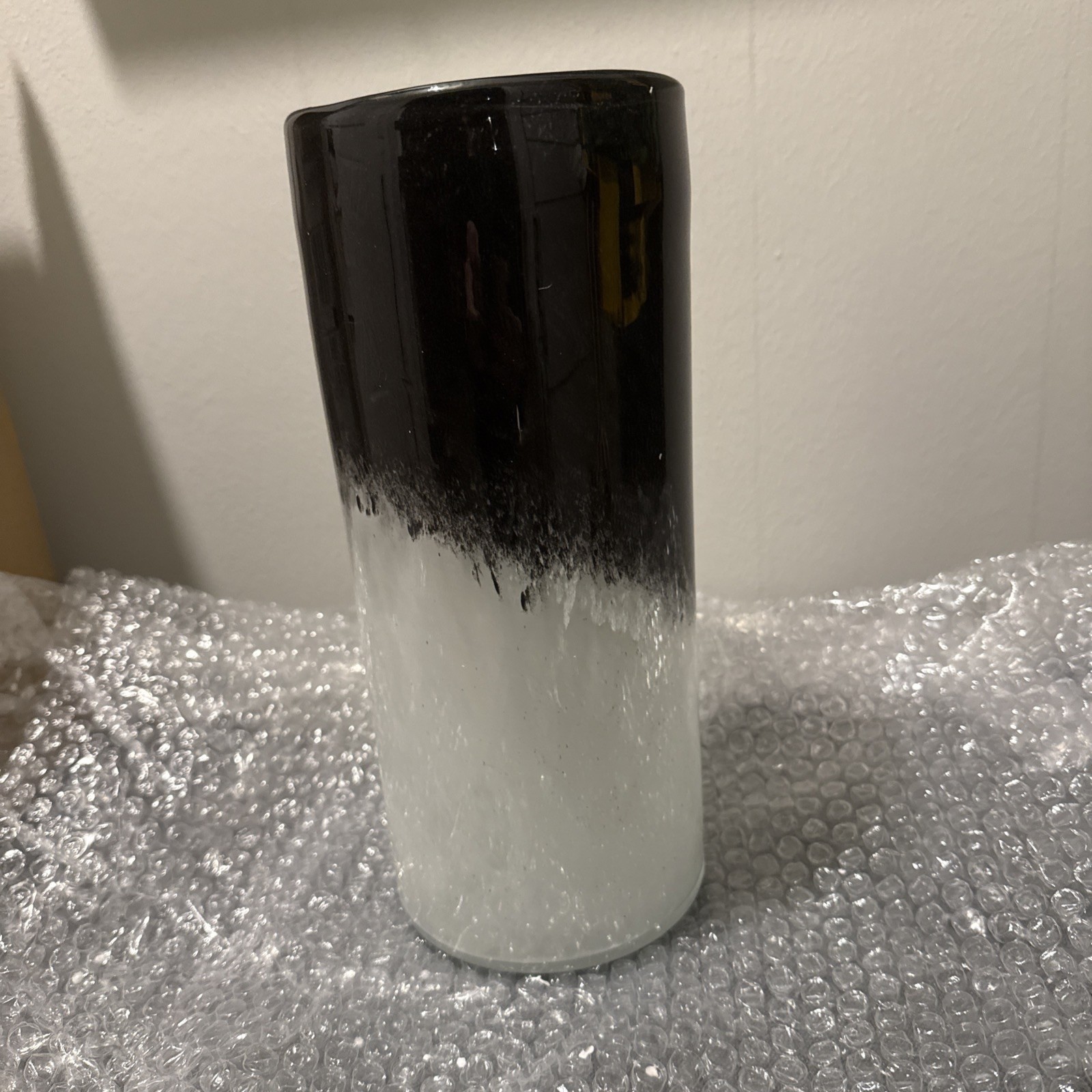 Palmero House Hand Blown Tempest Vase Black & White Swirls