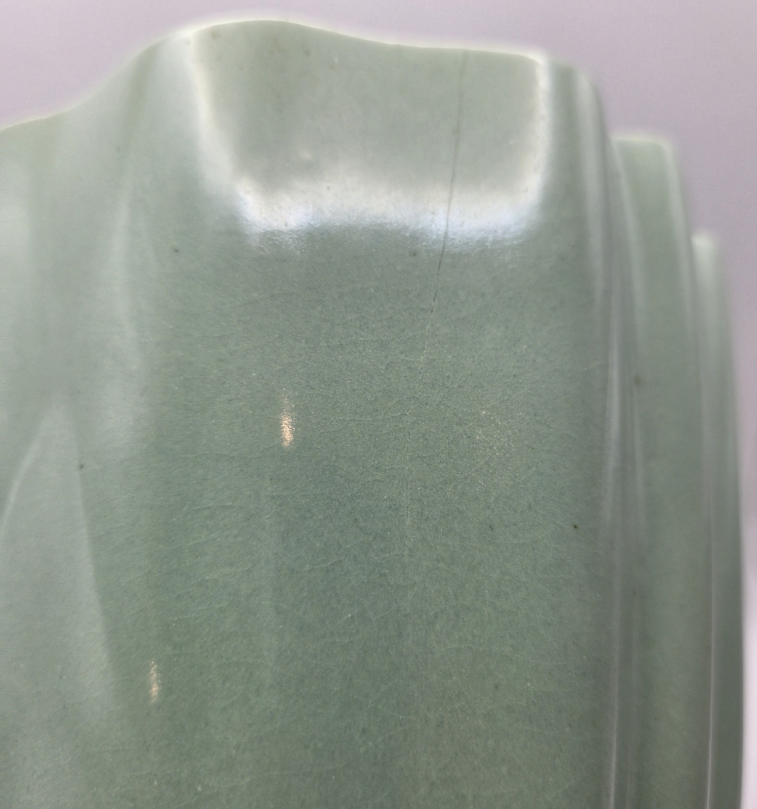 Brush McCoy Pottery 712 Mint Green Fluted Vase 8″ Art Deco 1940s USA