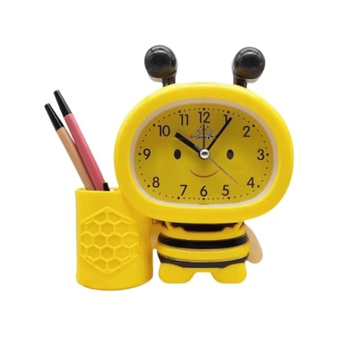 Cute Home Small Table Clock,Pen Holder Alarm Clock Operated for Living Room