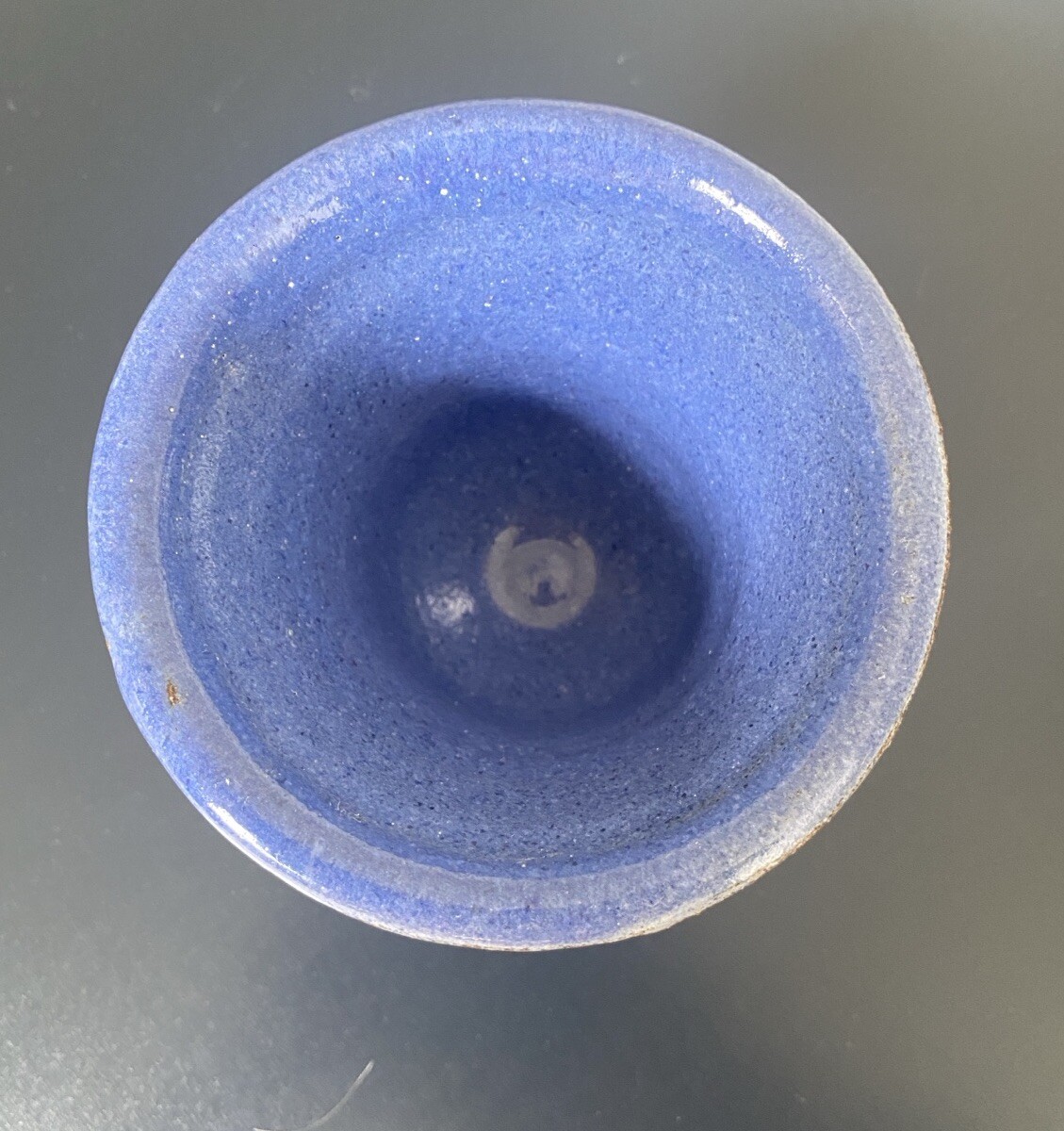 Blue Heavy Handmade Signed Ceramic Art Pottery Vase Pot Planter Cup Bowl 3.25 In