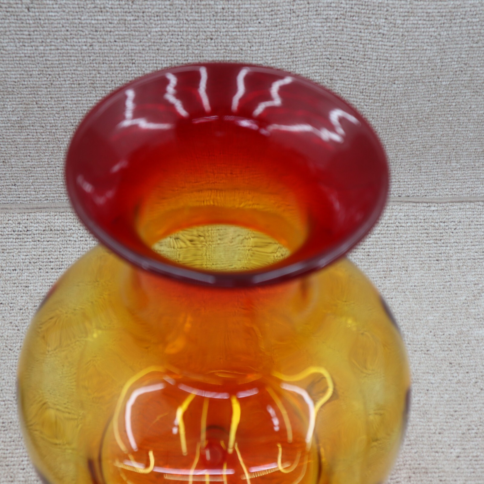 Blenko Large Vintage Piece 13 1/2 Inches Tall 12 Wide Tangerine Colored 6952
