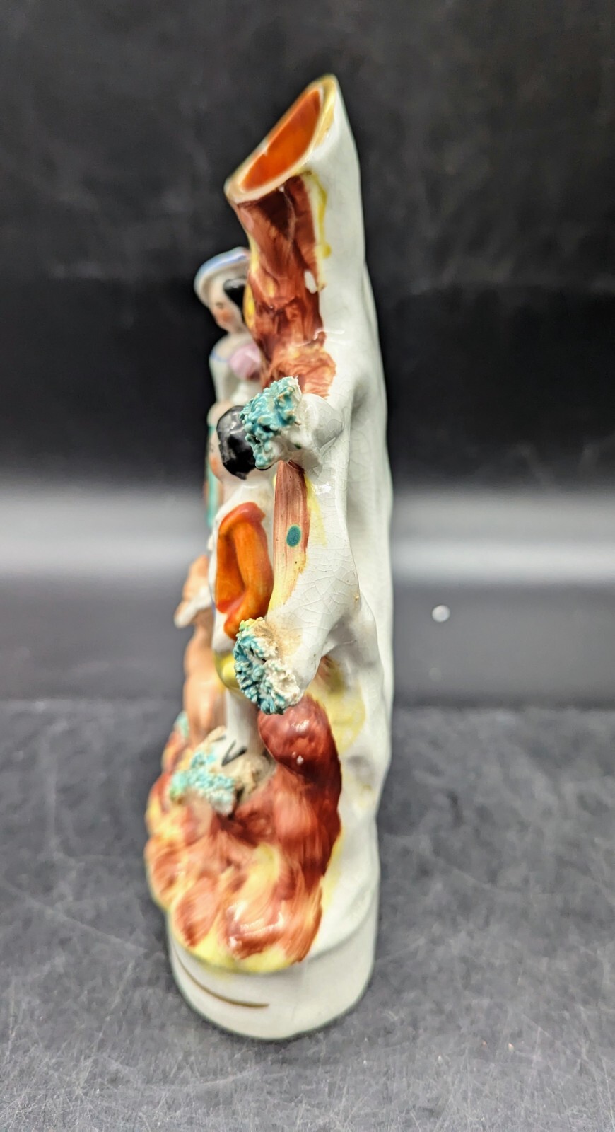 Antique Staffordshire Boy and Girl with Grain Figural Figurine Spill Vase