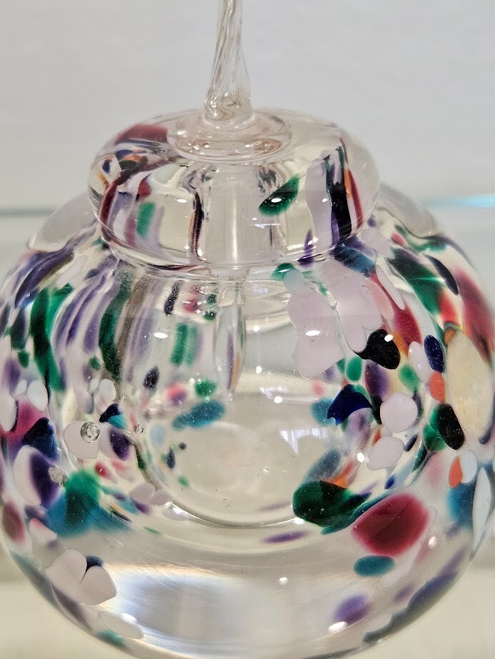 KARG Art Glass Perfume Bottle Paperweight Multi Color Bubbles Signed