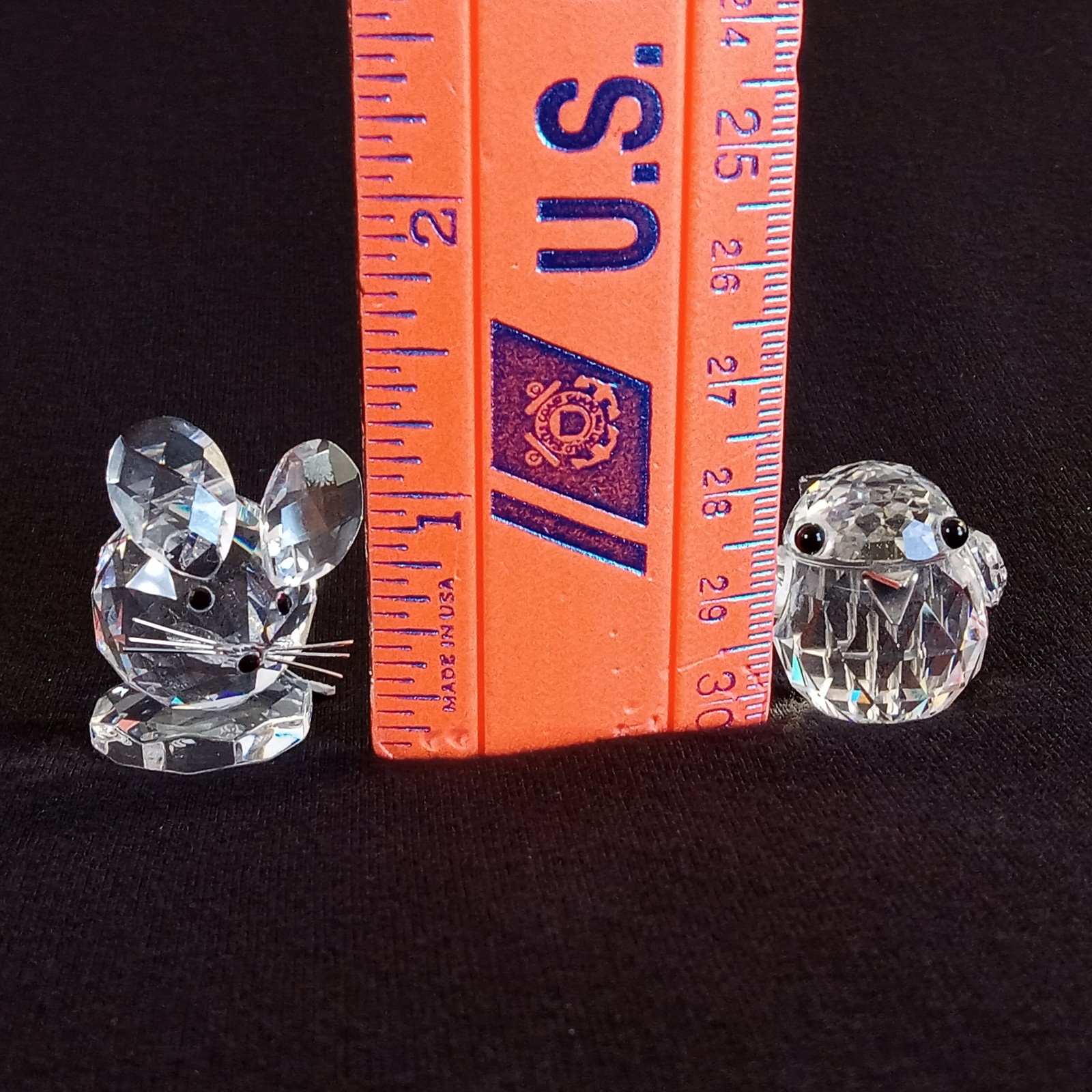 Swarovski Crystal Figurines Mini Mouse with Leather Tail & Silver Sparrow Bird