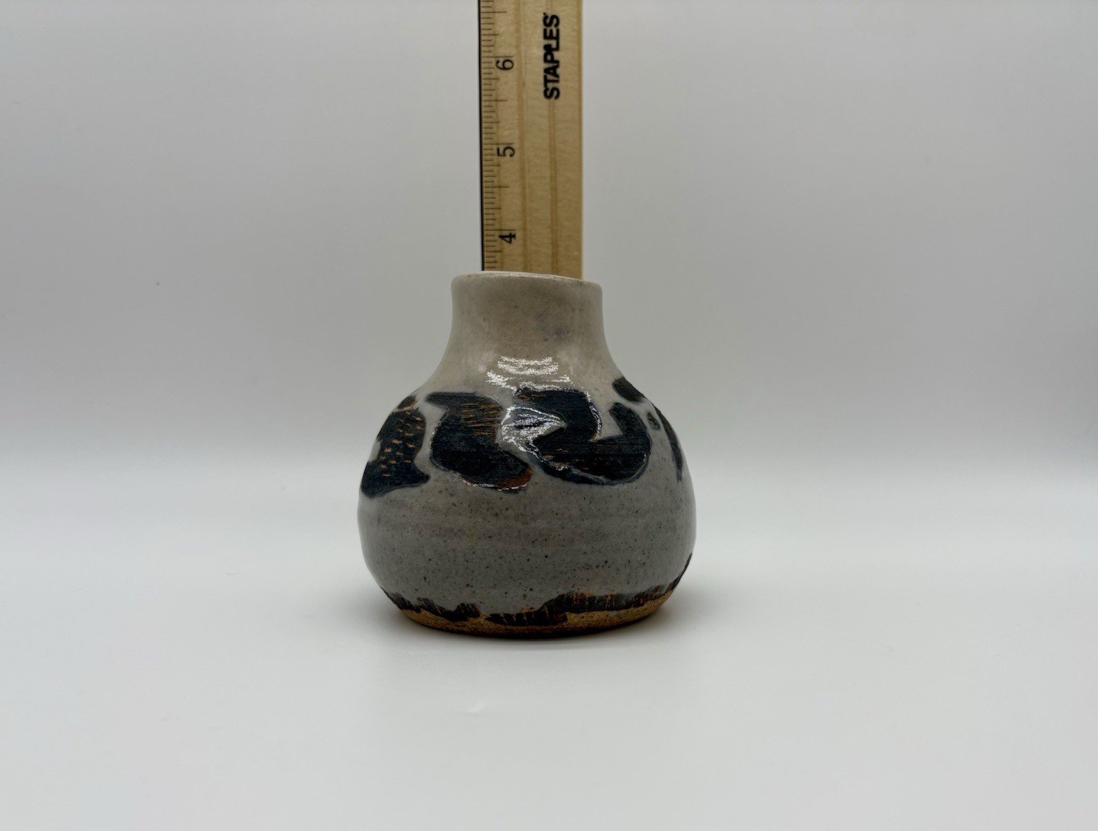 Vintage CANTON Potters Guild Bottleneck Vase Artist Signed HR Art Institute