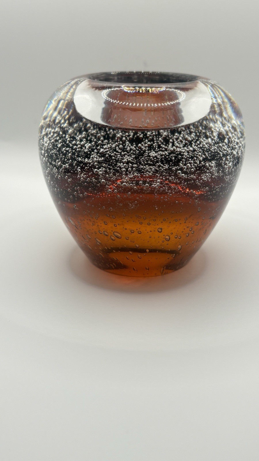 Royal Limited Poland Crystal Amber Bubble Hand Blown Votive Candle Holder