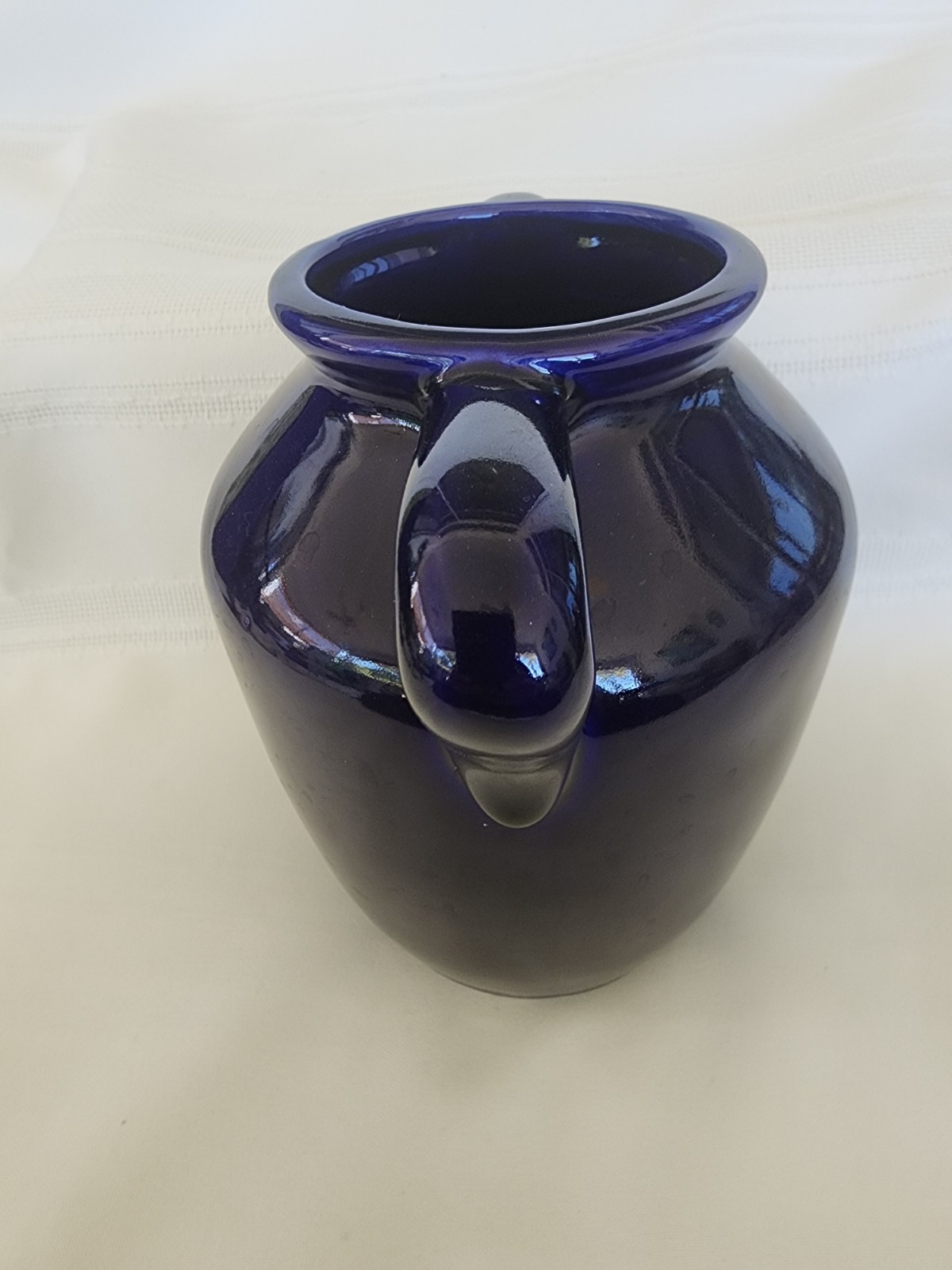 McCoy Pottery Signed 150 Year Anniversary Cobalt & Gold Handled Oil Jar or Vase