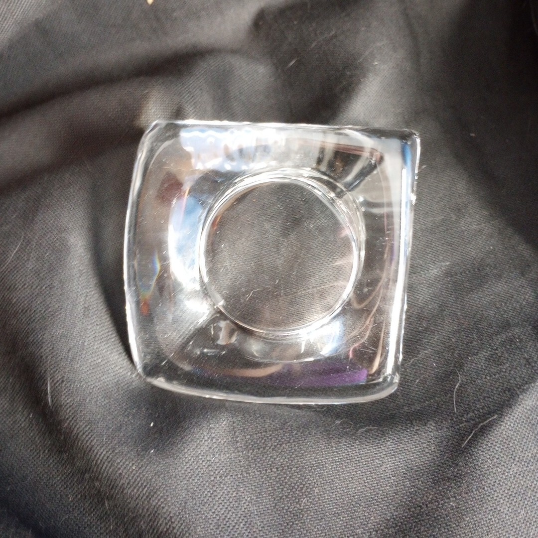 Nybro Small Pyramid Crystal Art Glass Votive Candle Holder, Sweden 3.5 inch EUC