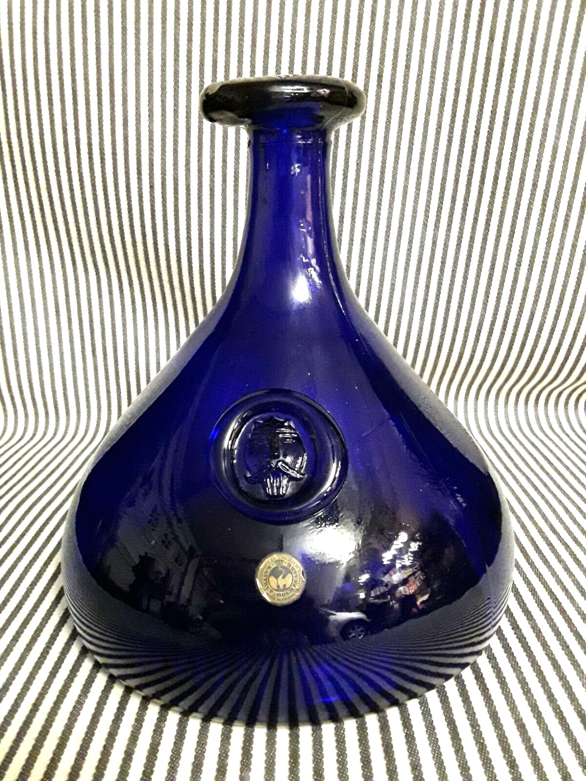 HOLMEGAARD DENMARK KASTRUP TAG BLUE FAT VIKING ART GLASS DECANTER BOTTLE WINTHER