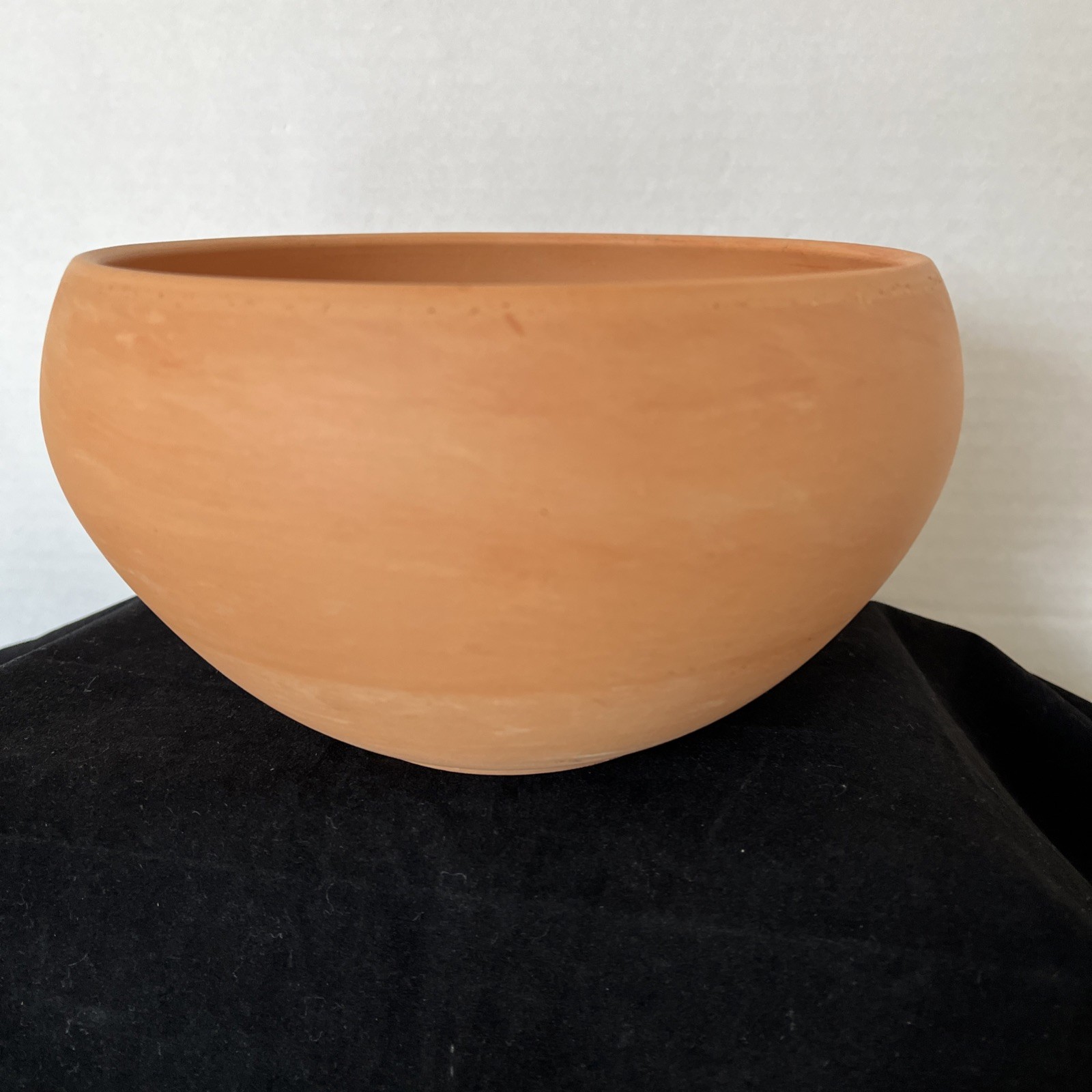 Studio Pottery Germany Terracotta Earthenware Planter Bowl Orange Swirl Unglazed