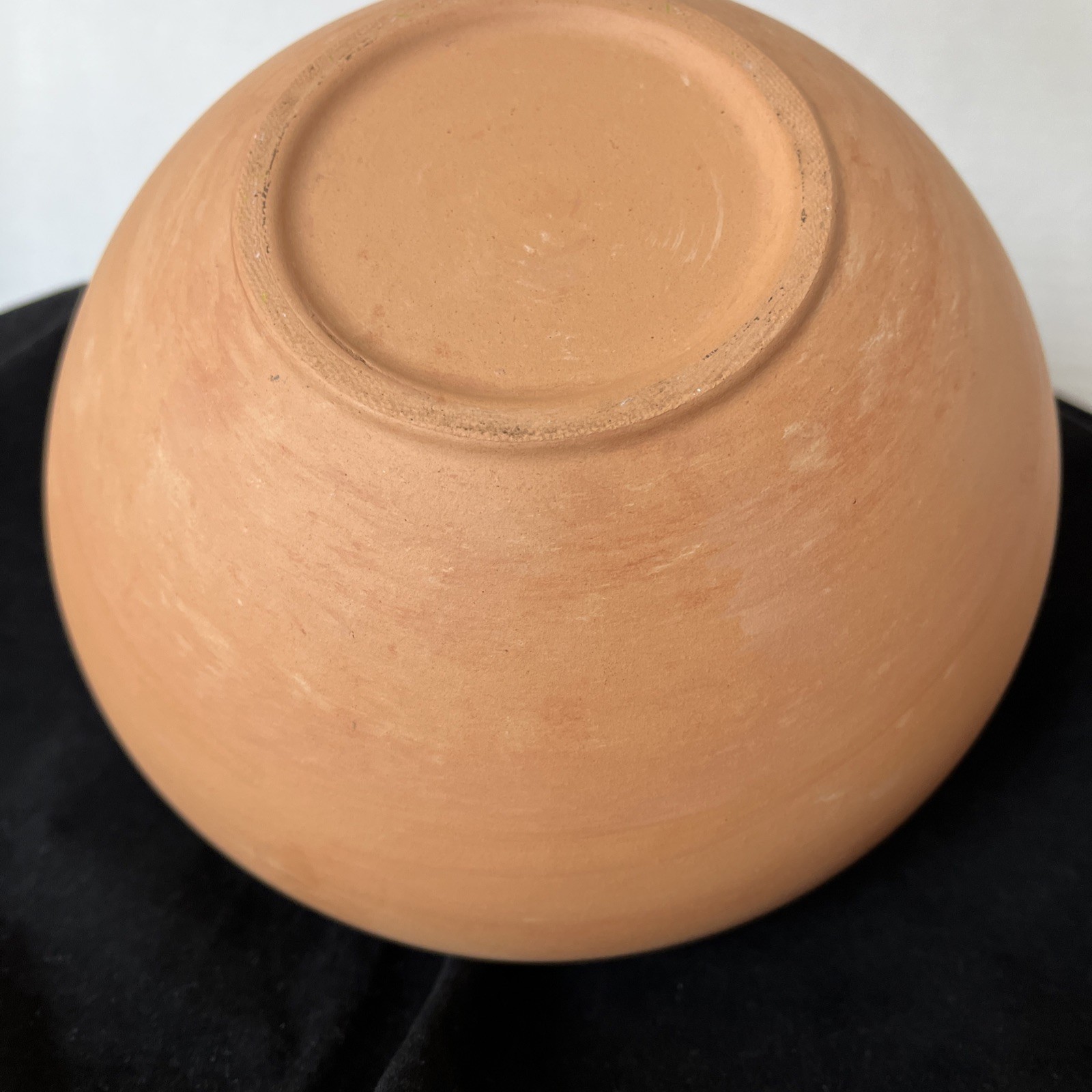 Studio Pottery Germany Terracotta Earthenware Planter Bowl Orange Swirl Unglazed