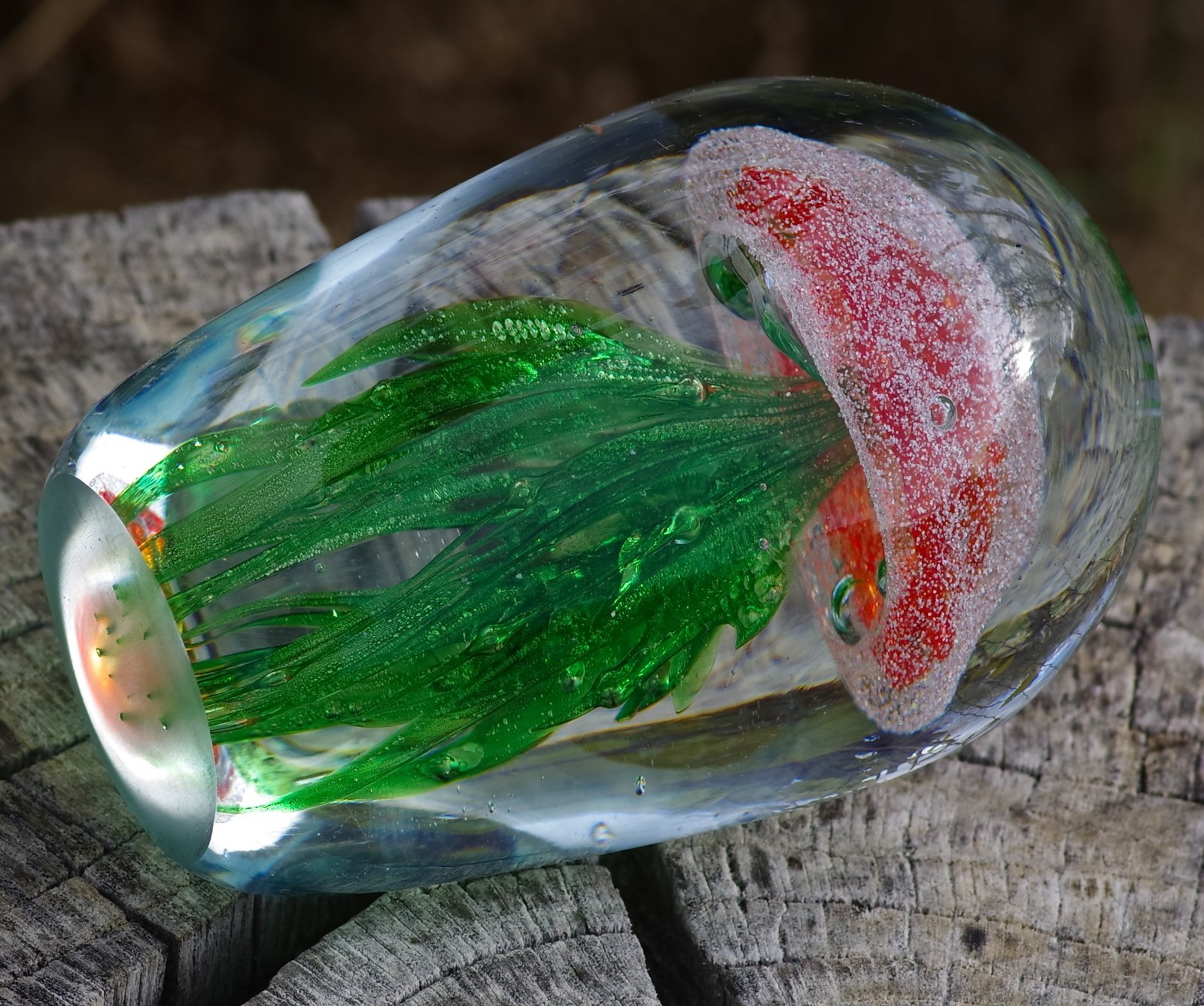 VINTAGE Paperweight Jellyfish Sparkling Pink Green Massive 4lb MAGNIFICENT GLASS