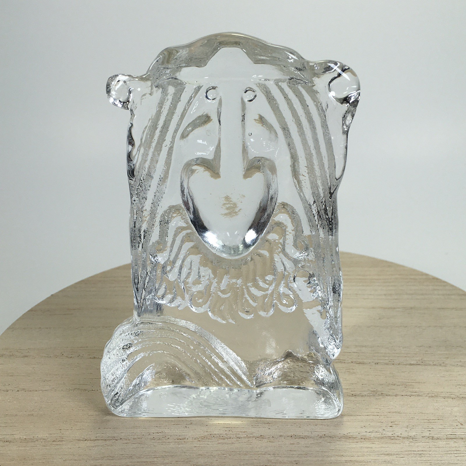 Lindshammar Troll Warrior King Clear Glass Paperweight Figure 5” Tall Swedish