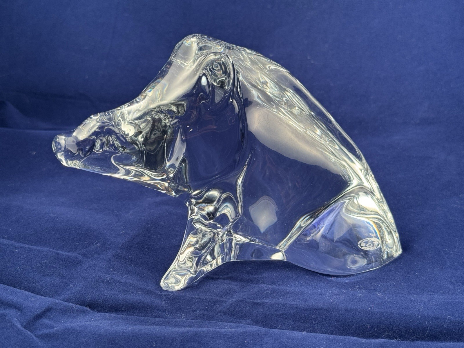 Baccarat France Crystal Glass Wild Boar Hog Pig Figurine Table Sculpture