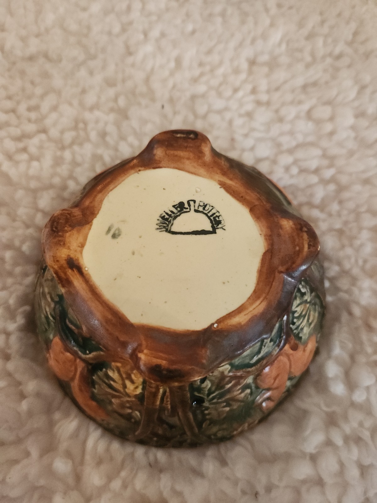 Weller Pottery Pattern Bowl w Squirrels Forest Crisp Mold Unmarked