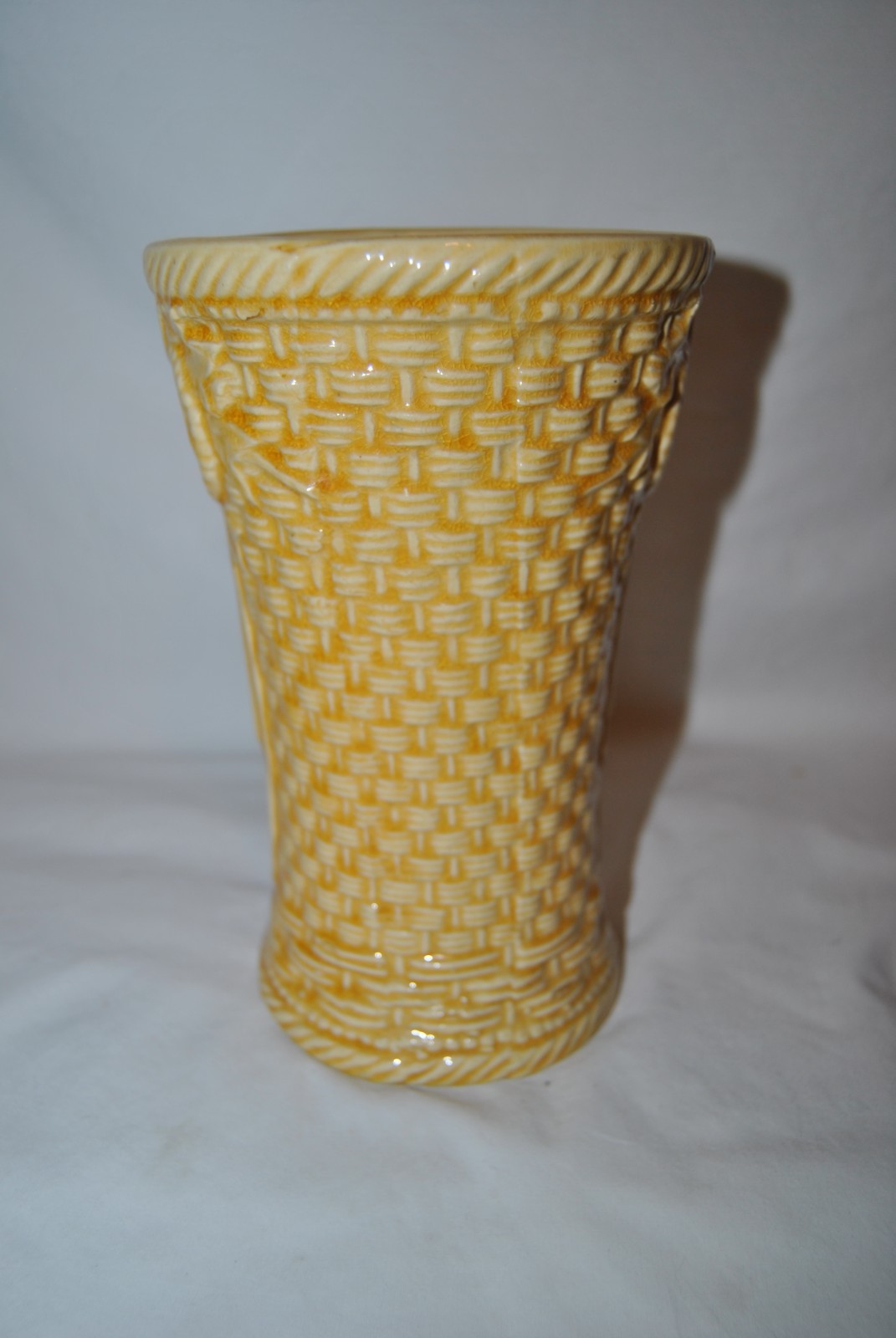 Mccoy Gloss Yellow Basketweave Vase