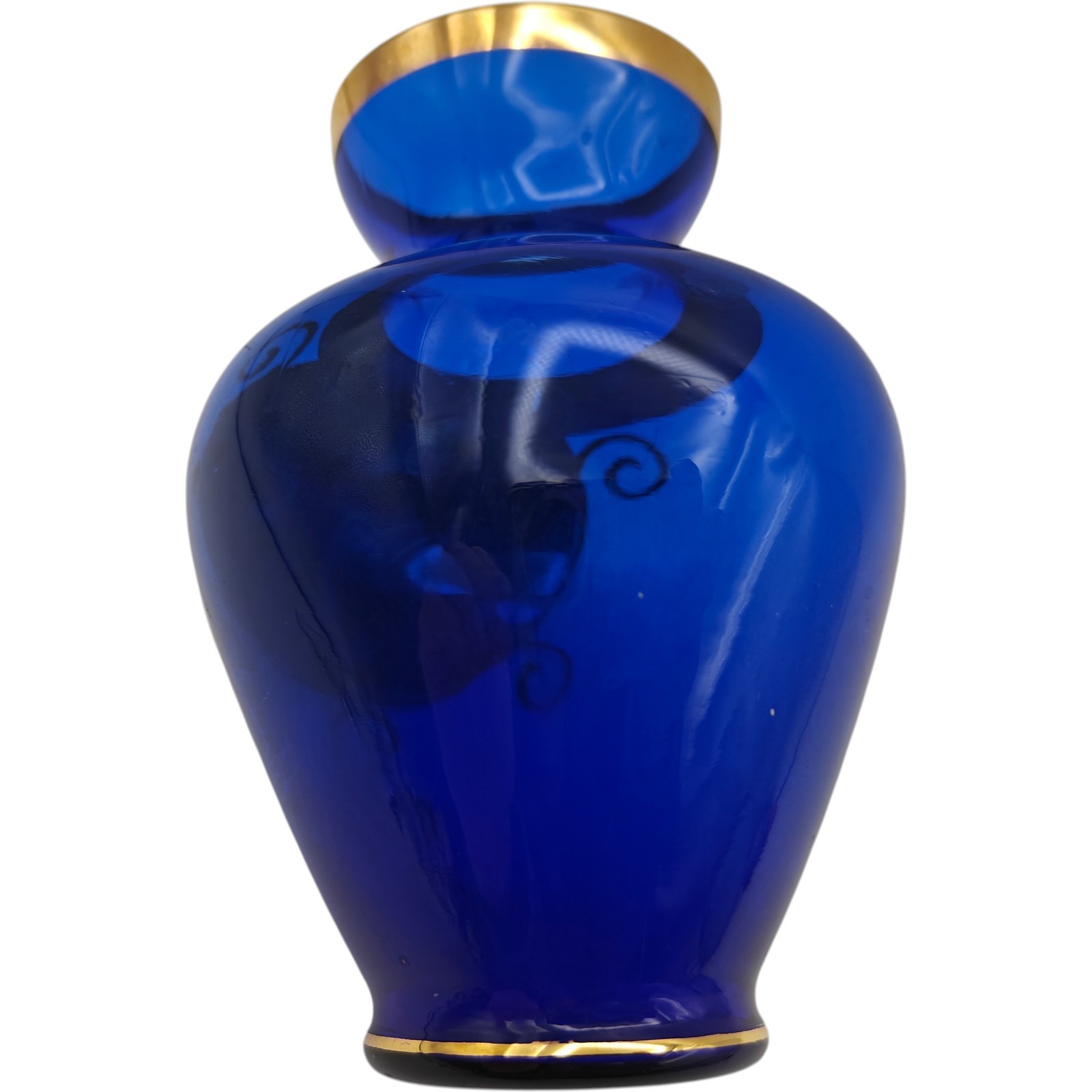 Antique Nasco Cobalt Blue Vase Floral Hand Painted