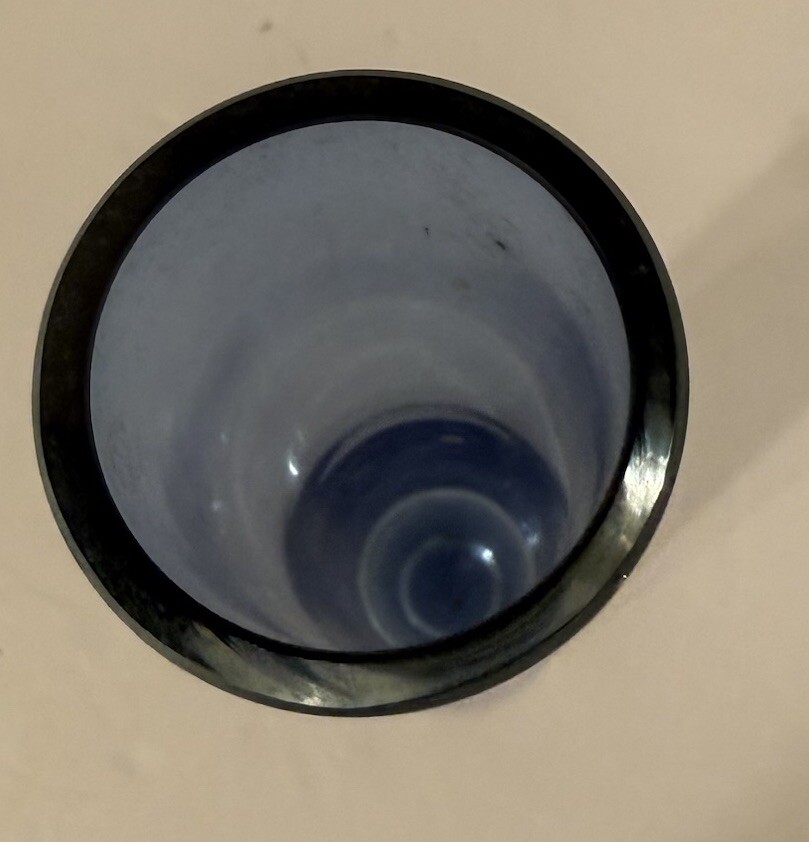 Vtg Krosno Holmegaard Style Hand Blown Smokey Cobalt Blue Cylinder Bud Vase 8.75