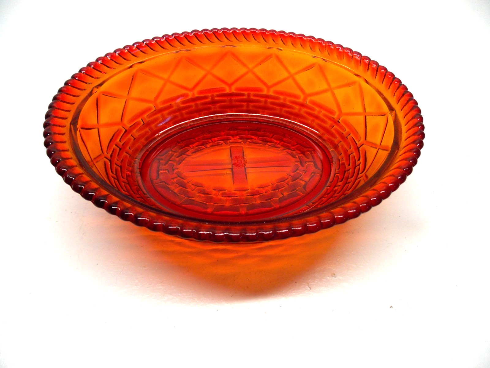 NOS AMBERINA WESTMORELAND HEN ON NEST BOTTOM ONLY 7 1/4″ GLOWS *