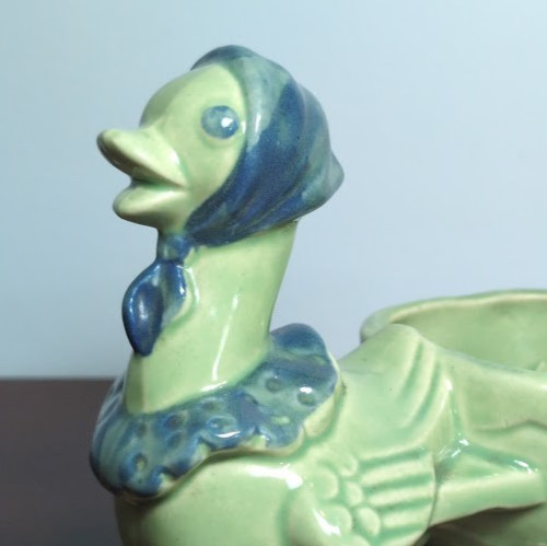 Vtg SHAWNEE Anthropomorphic Mother Goose w/ Cart Duck Planter Baby Nursery USA