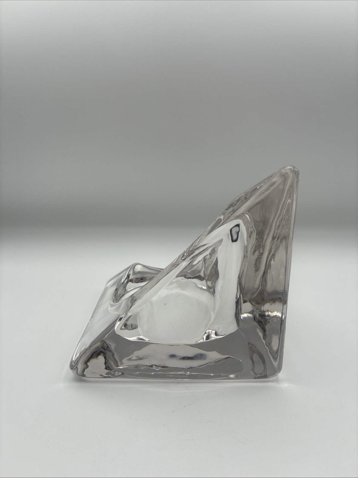 VTG Nybro Art Glass Candle Holder Pyramid By Tord Kjellstrom Sweden MCM