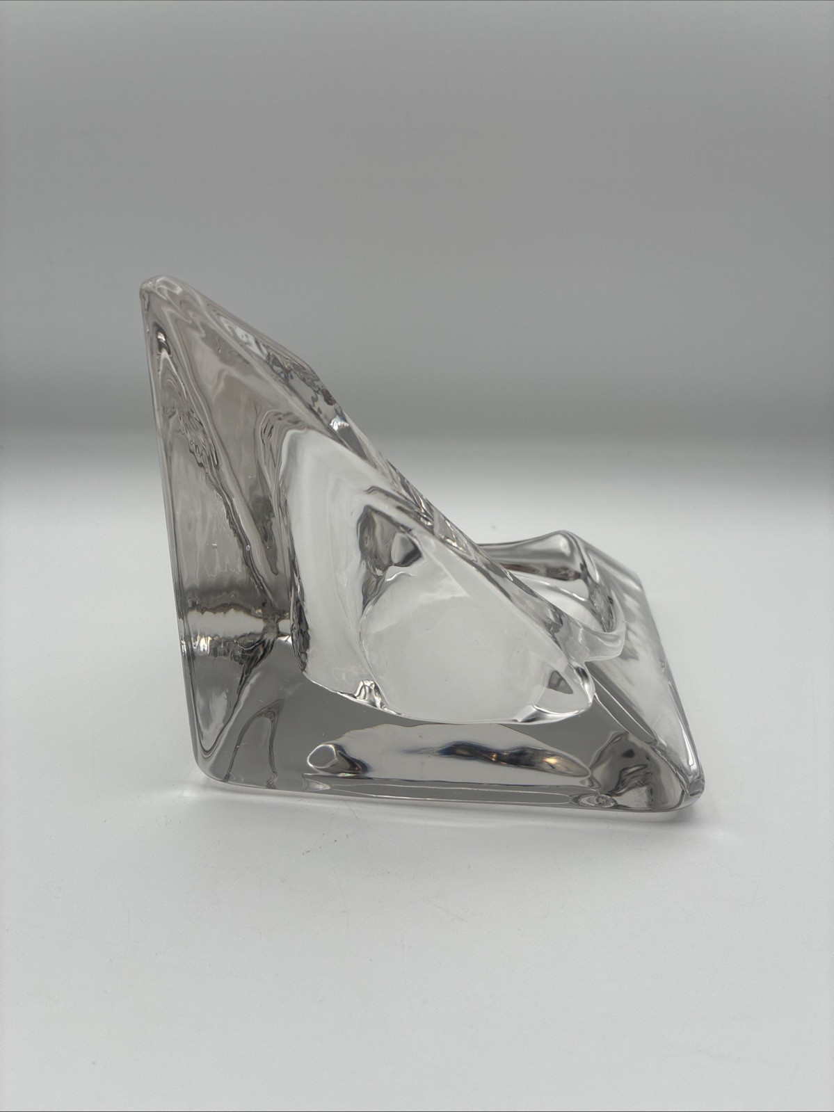 VTG Nybro Art Glass Candle Holder Pyramid By Tord Kjellstrom Sweden MCM