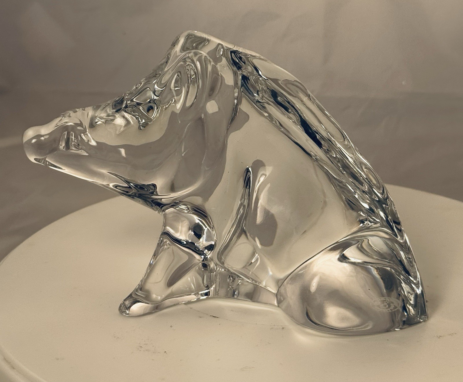 Baccarat France Crystal Glass Wild Boar Hog Pig Figurine Table Sculpture